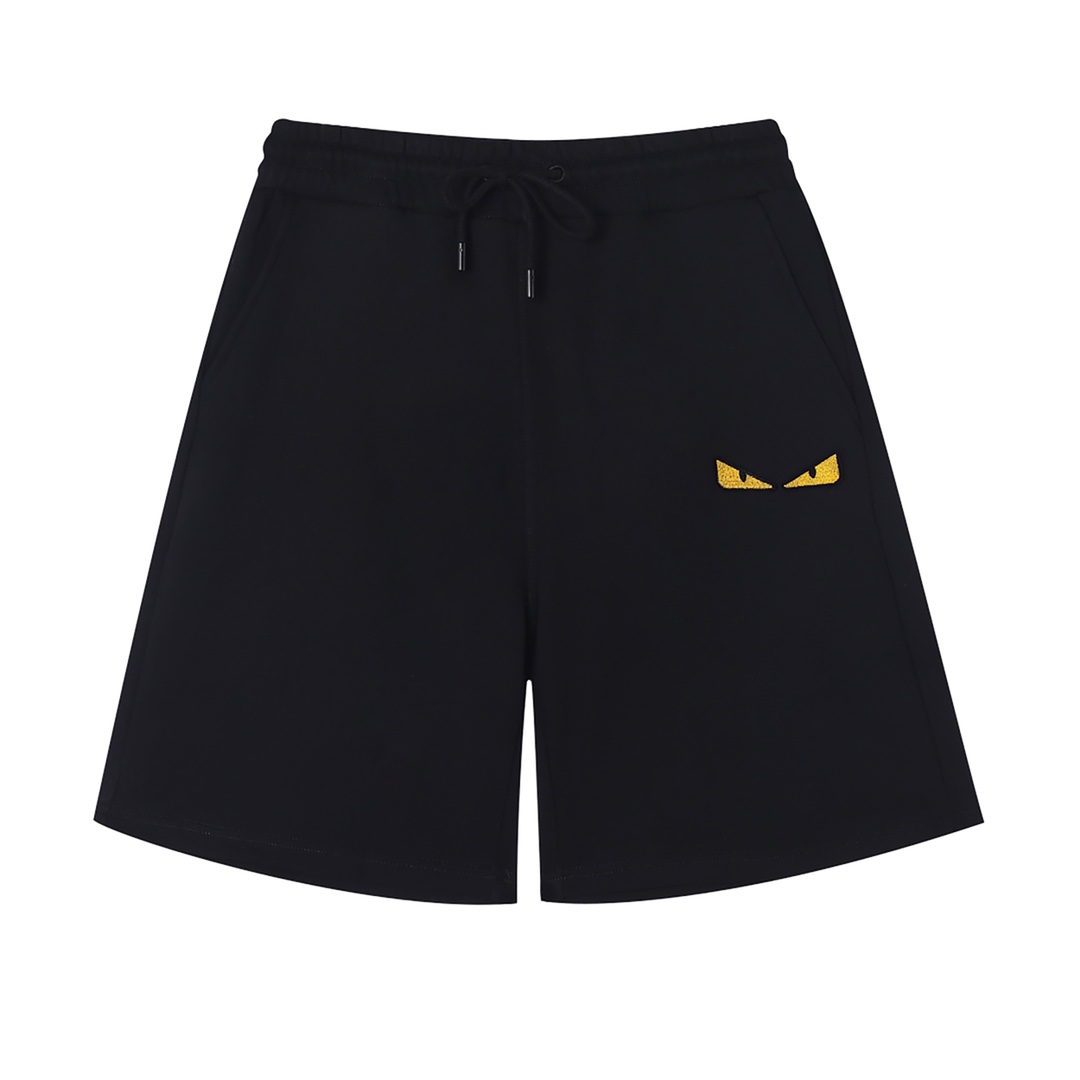 FEND芬*2024SS pantalón corto nuevo de primavera/verano, bordado de monstruo con ojos y cepillo de dientes, cordón metáli…