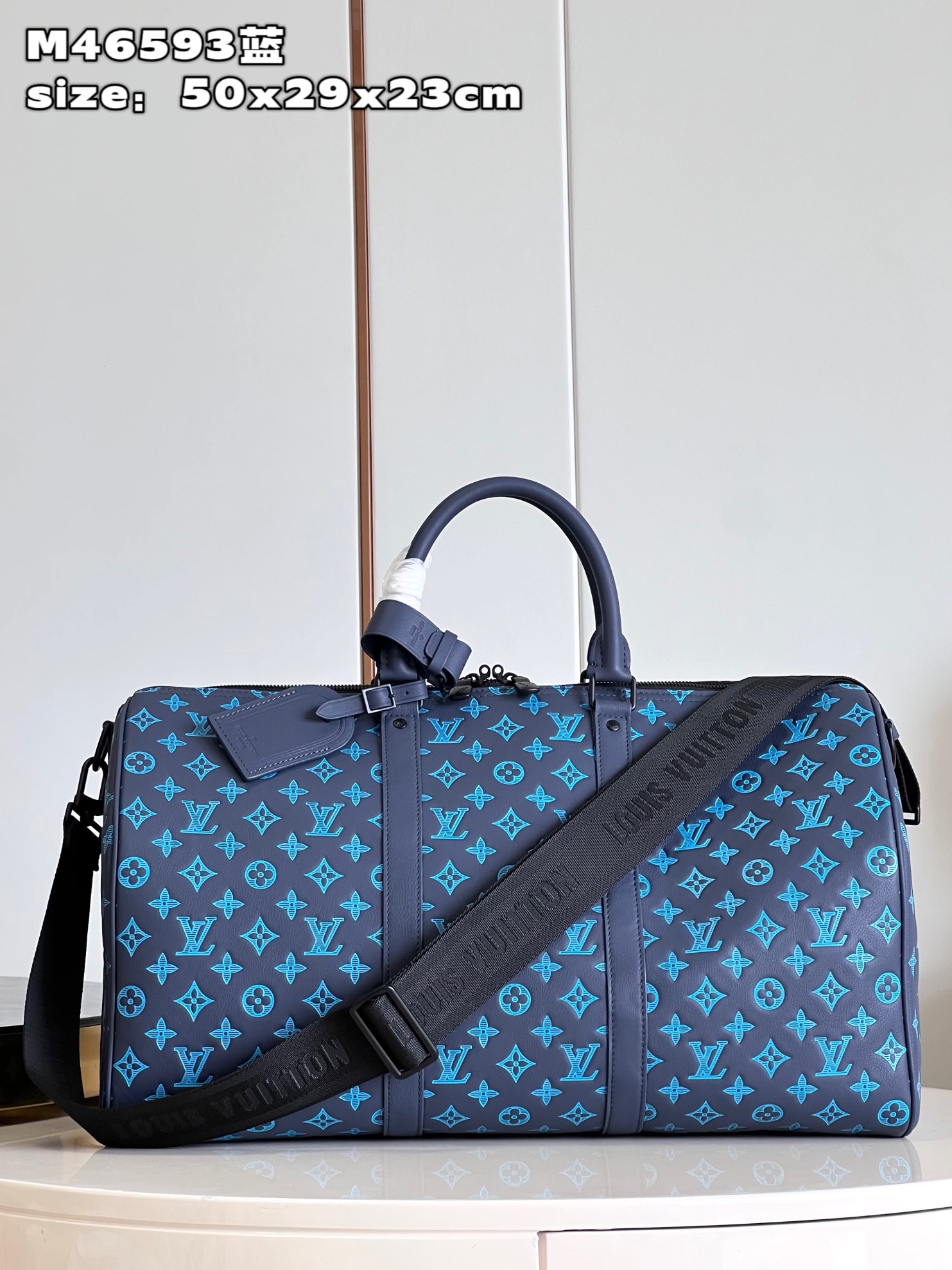 Louis Vuitton LV Keepall Travel Bags Blue Cowhide M46593