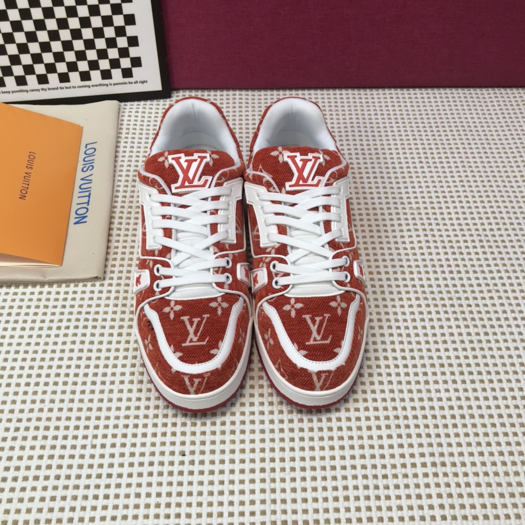 Louis Vuitton Skateboard Shoes Splicing Unisex Women Men Calfskin Cowhide TPU