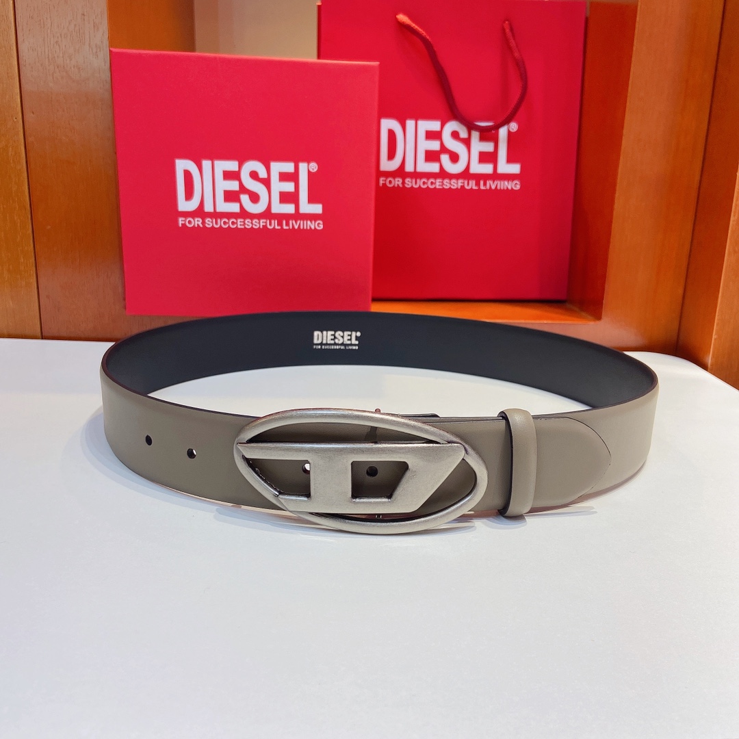 New DIESEL 23 Spring/Summer OVAL-DLOGO Belt: Fashionable Retro Style, 4.0 cm Width - 图片 1
