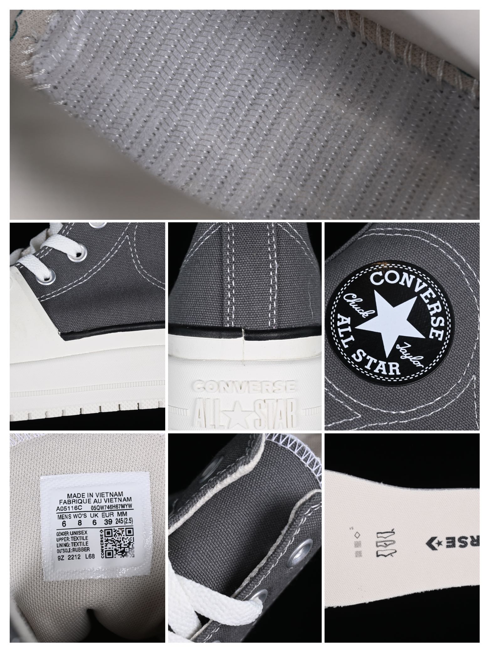💰160纯原
Converse All Star Construct 硬壳 匡威官方 防滑耐磨休闲运动鞋 A05116C
#鞋身整体以经典的灰色1970s为原型,Construct系列采用了复古篮球鞋的EVA中底,厚度增高了2cm左右。前掌部分的“盔甲”包边从中底上翻至第三个鞋带孔,极具解构风格。内里部分也进行了加厚处理,触感像是一层海绵,提供更加舒适的脚感的同时,也更适合春季穿着。鞋垫采用了OrthoLite 鞋垫,带来更舒适的脚感体验,外底则是菱形纹+人字形纹路,更加防滑耐磨。
尺码:35 36 36.5 37 37.5 38 39 39.5 40 41 41.5 42 42.5 43 44 M.C3