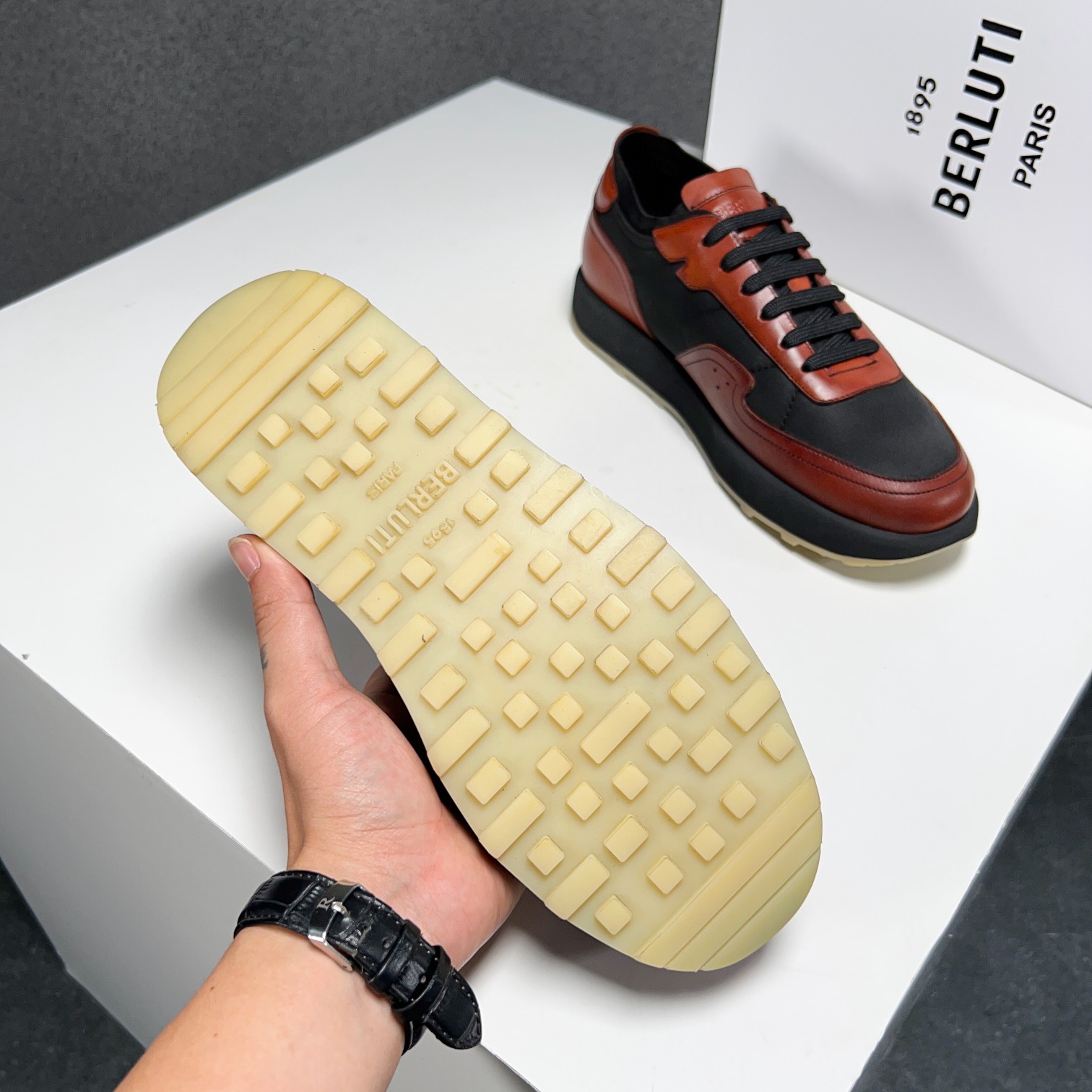 Berlut* Berluti primavera y verano nuevo ligero Track zapatillas de deporte de cuero y nylon precio 