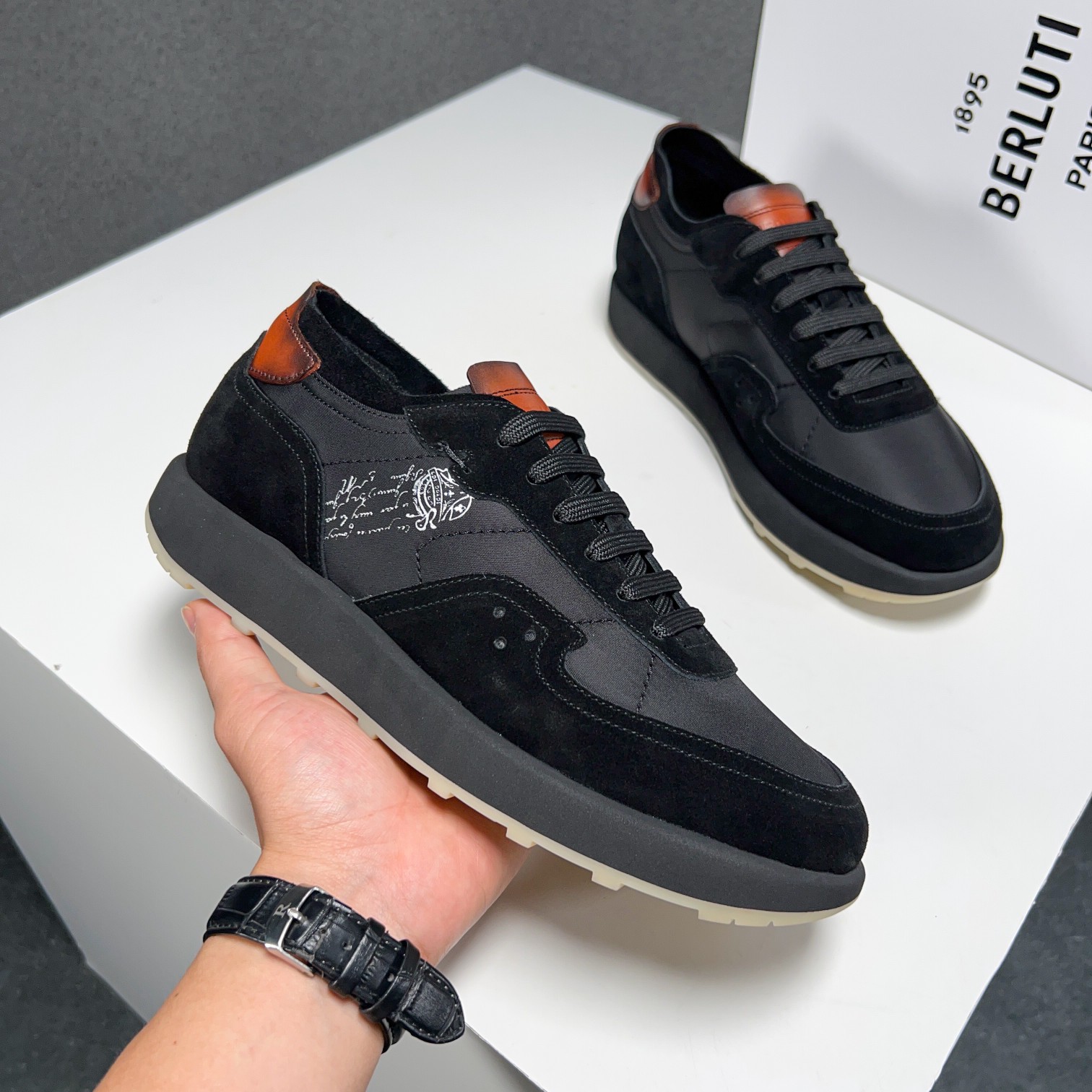 Berlut* Nuevos productos de primavera/verano de Bruti Deportivas ligeras Track de ante y nailon Prec