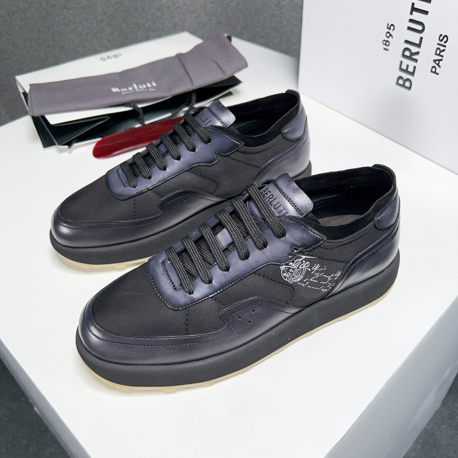 Berlut* Berluti primavera y verano nuevo ligero Track zapatillas de deporte de cuero y nylon precio 