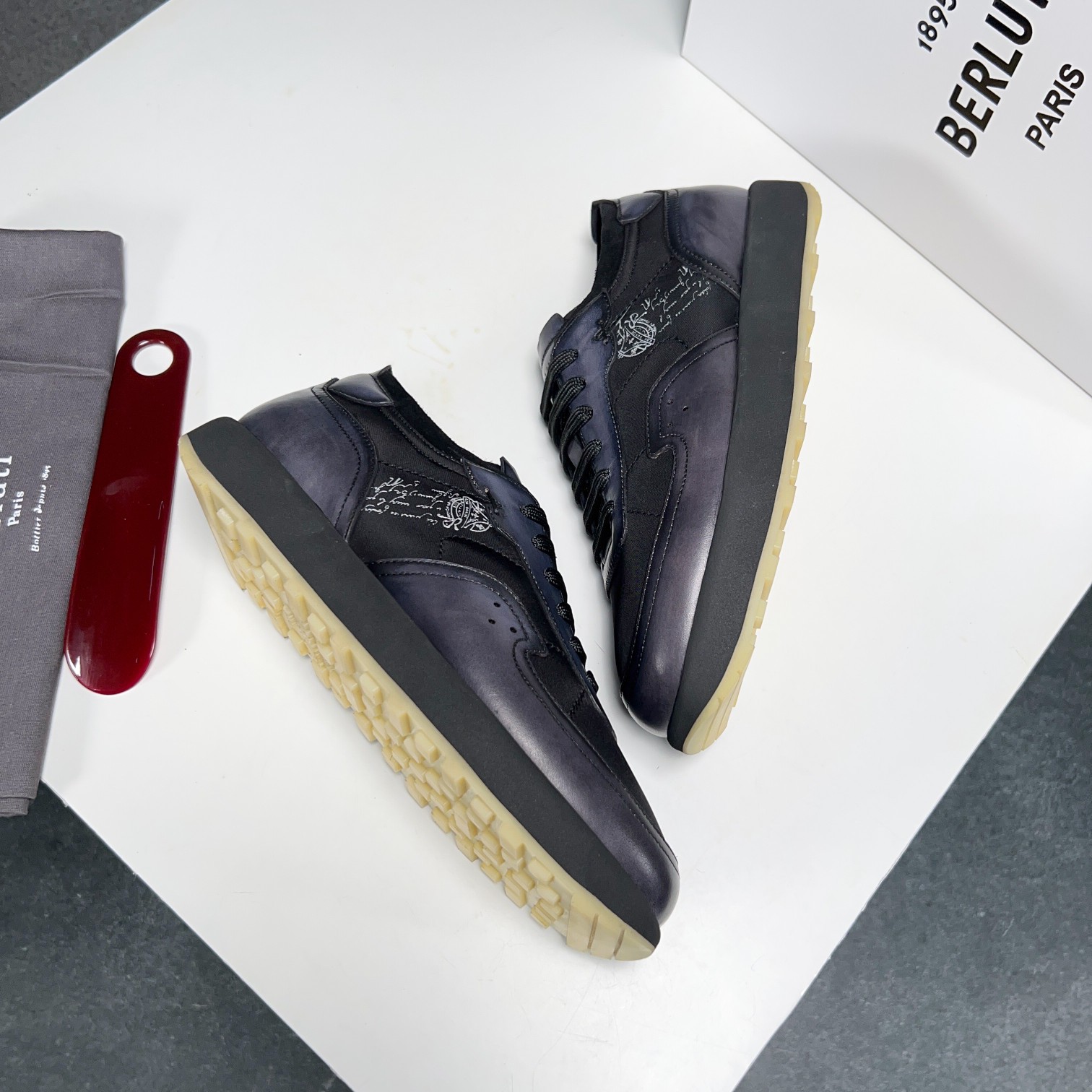 Berlut* Berluti primavera y verano nuevo ligero Track zapatillas de deporte de cuero y nylon precio 