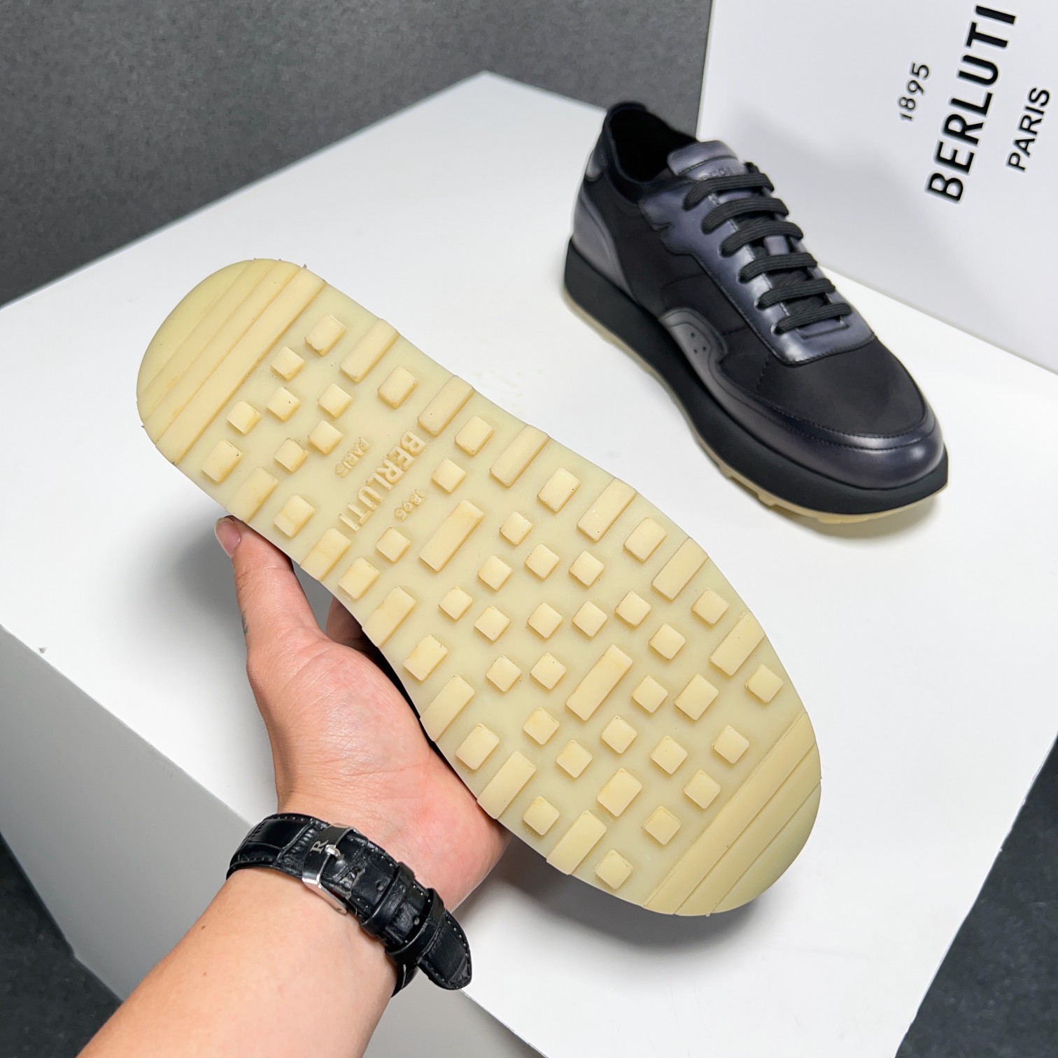 Berlut* Berluti primavera y verano nuevo ligero Track zapatillas de deporte de cuero y nylon precio 