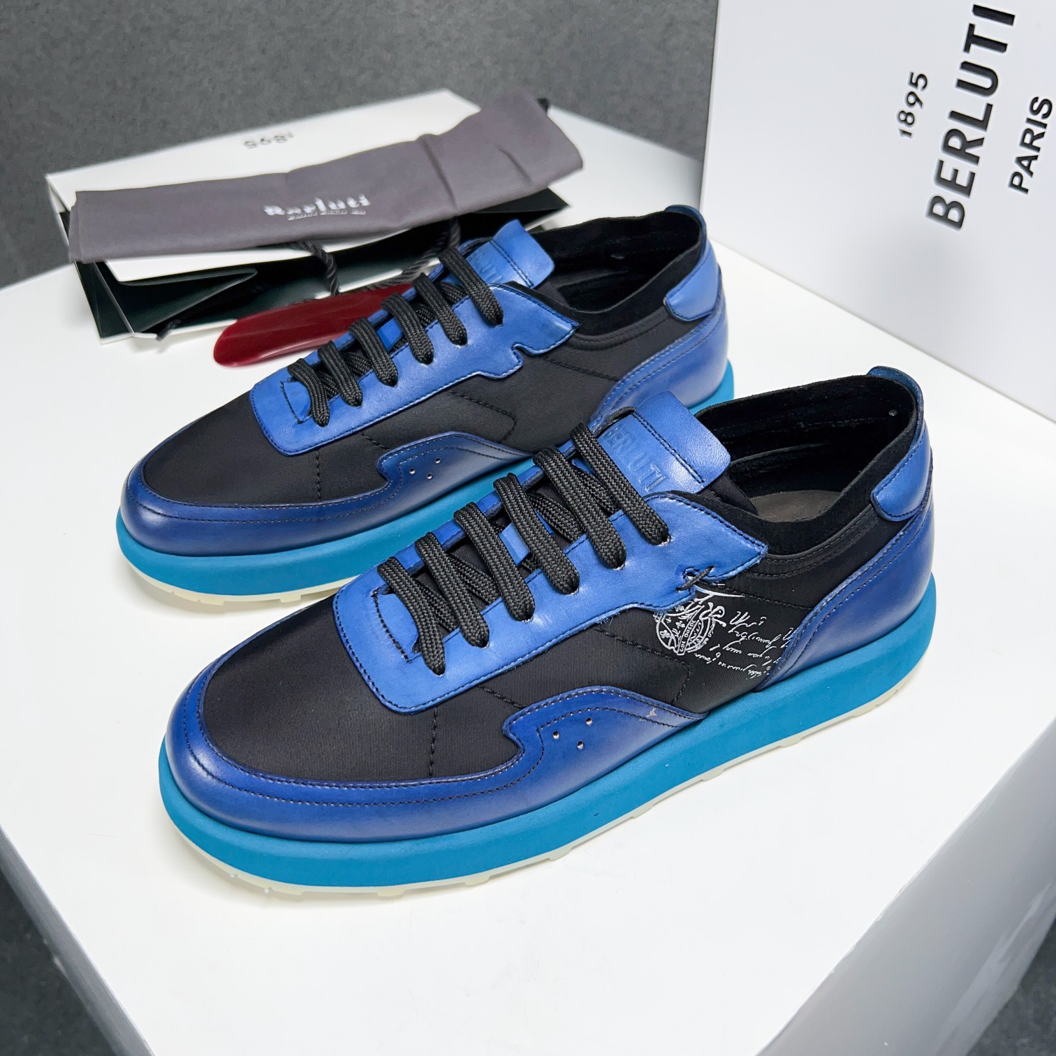 Berlut* Berluti primavera y verano nuevo ligero Track zapatillas de deporte de cuero y nylon precio 