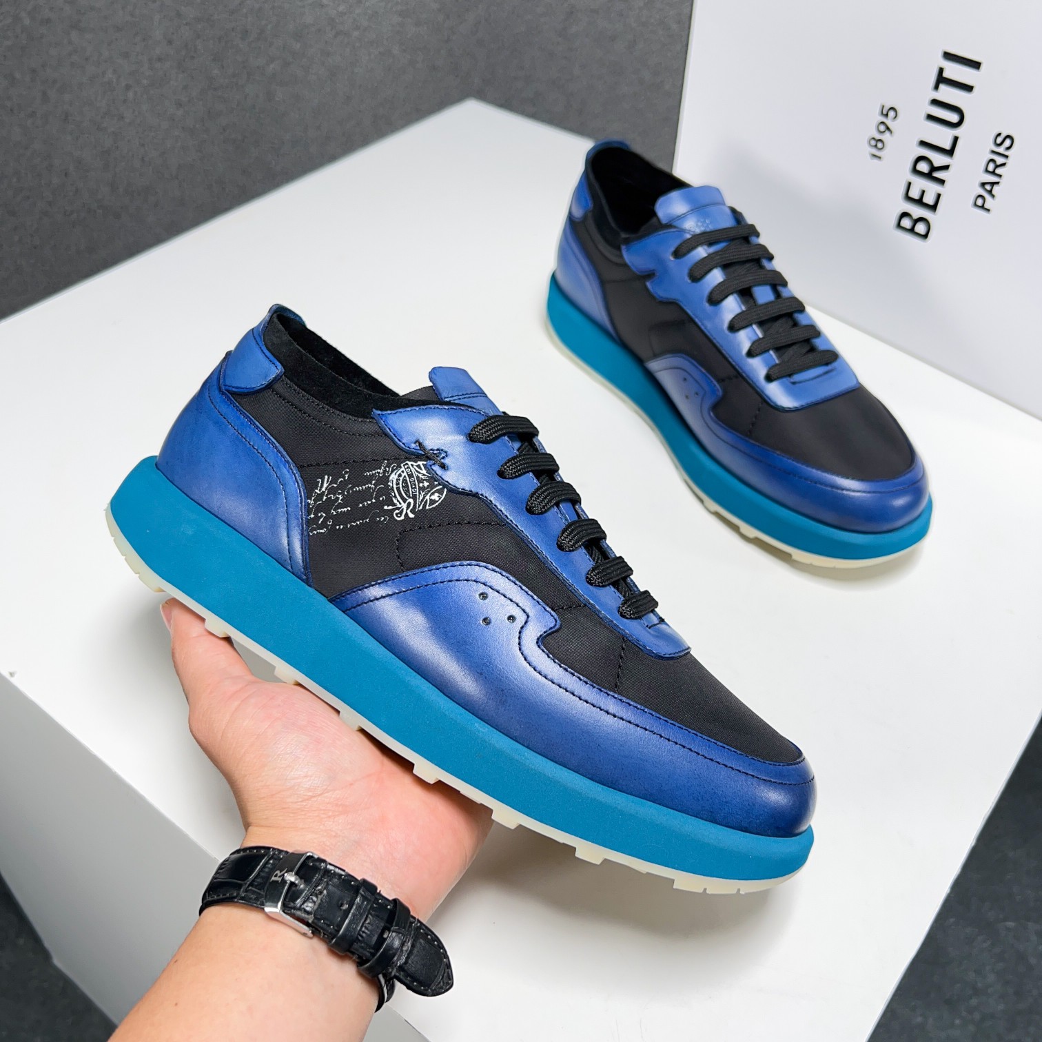 Berlut* Berluti primavera y verano nuevo ligero Track zapatillas de deporte de cuero y nylon precio 