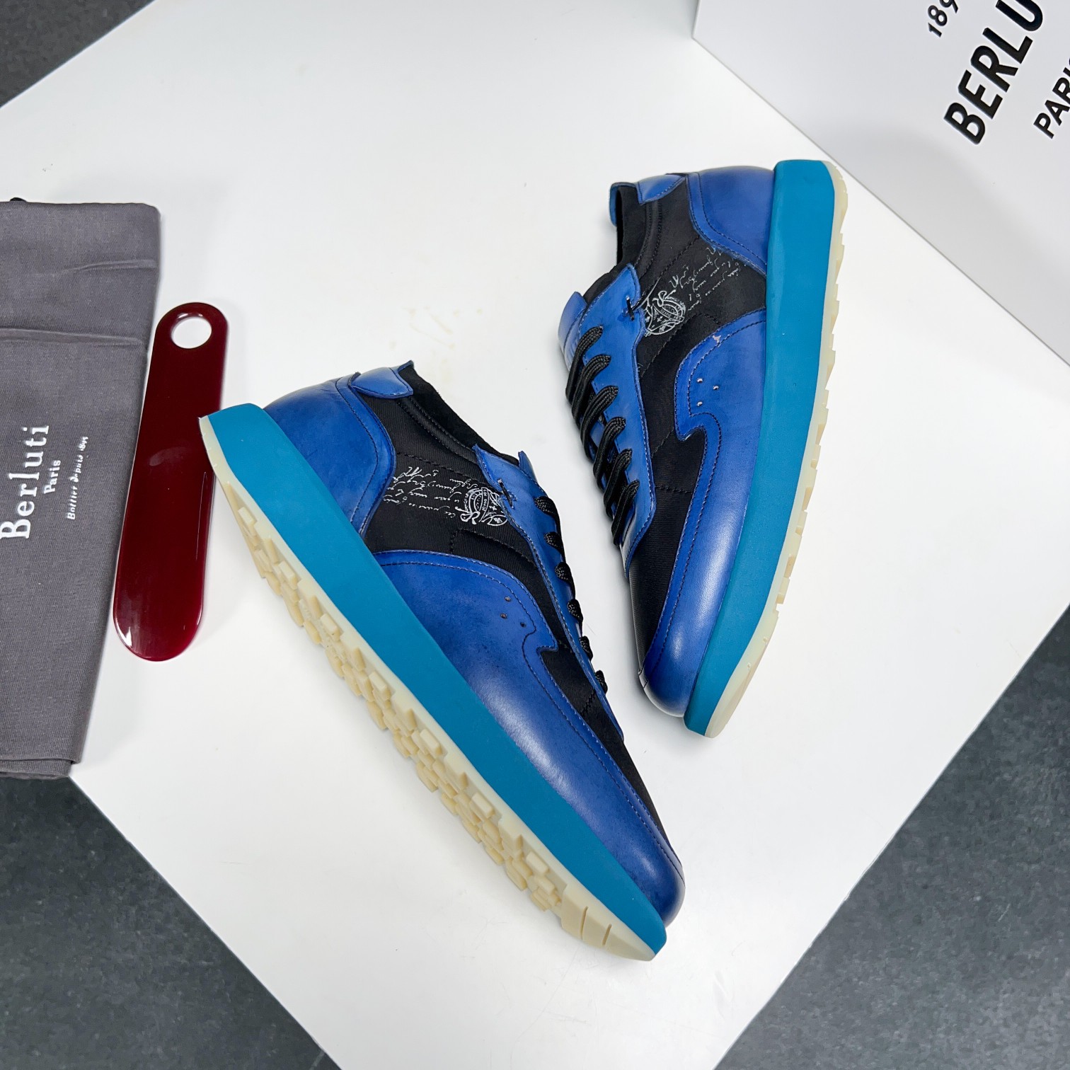 Berlut* Berluti primavera y verano nuevo ligero Track zapatillas de deporte de cuero y nylon precio 