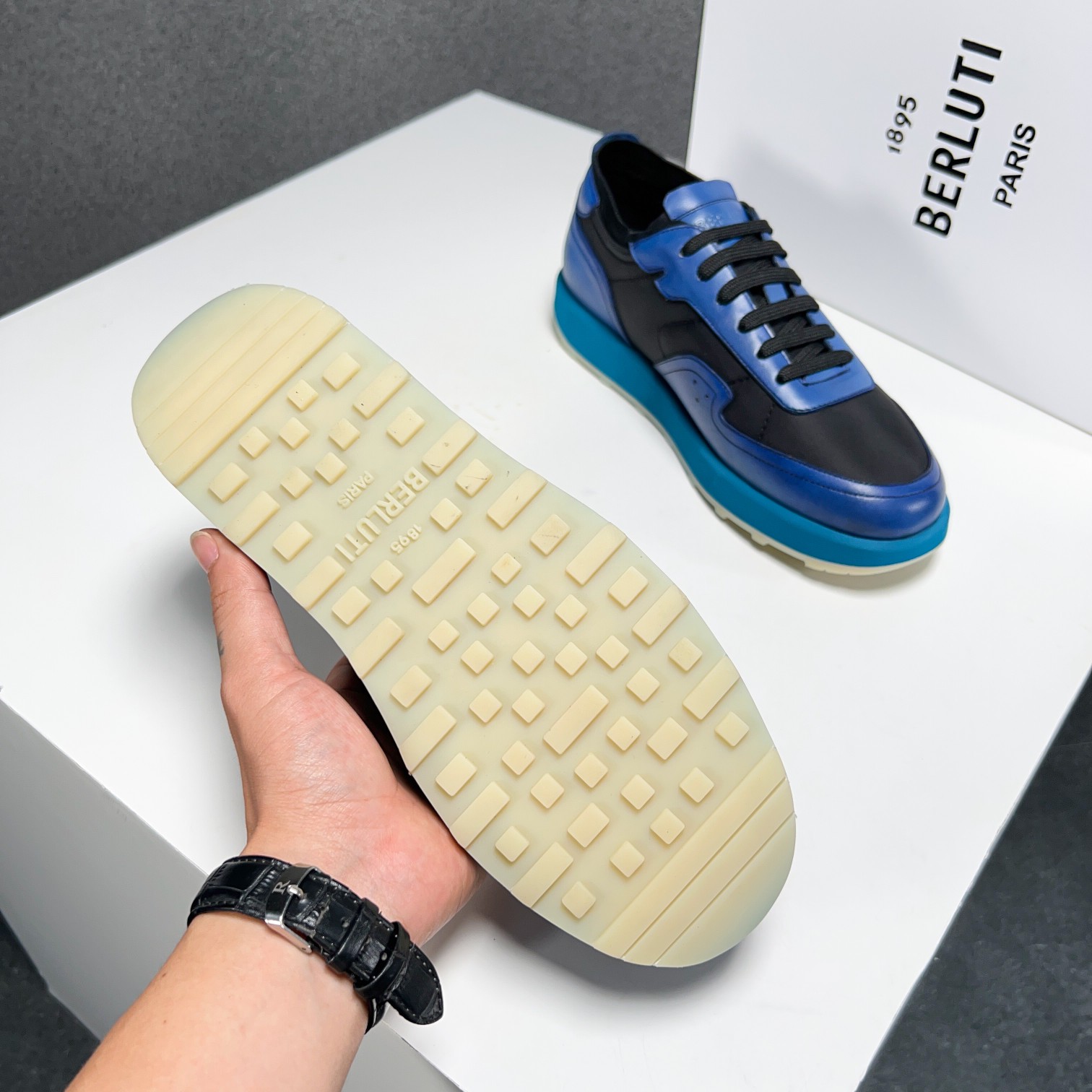 Berlut* Berluti primavera y verano nuevo ligero Track zapatillas de deporte de cuero y nylon precio 