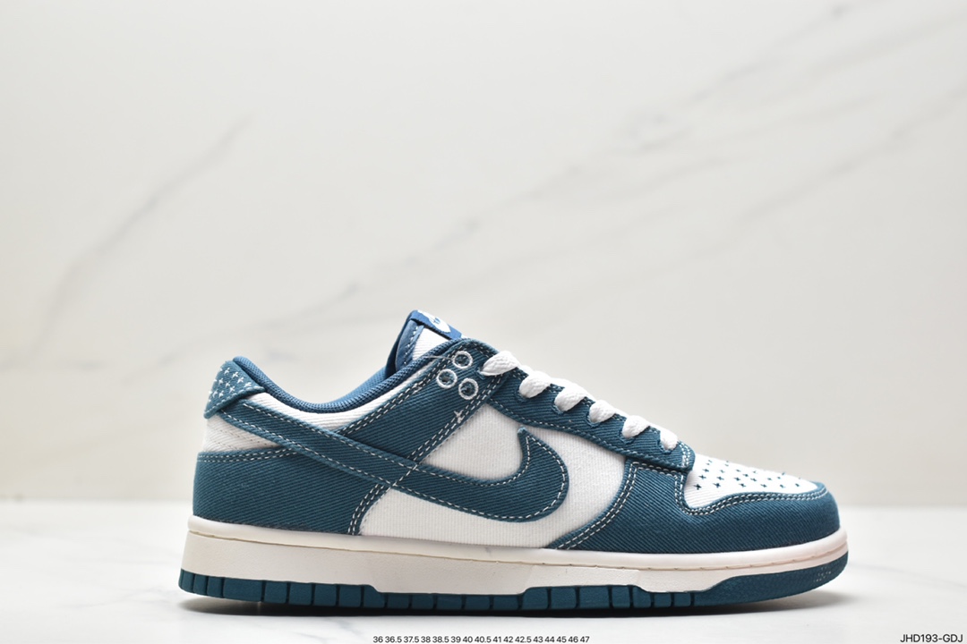 190 Nike SB Dunk Retro Low”Industrial Blue Sashiko”扣篮系列低帮休闲板鞋“丹宁牛仔蓝白刺子绣”DV0834-101