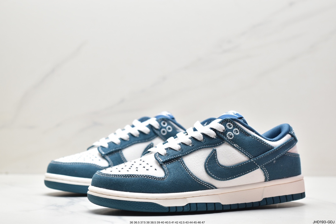 190 Nike SB Dunk Retro Low”Industrial Blue Sashiko”扣篮系列低帮休闲板鞋“丹宁牛仔蓝白刺子绣”DV0834-101