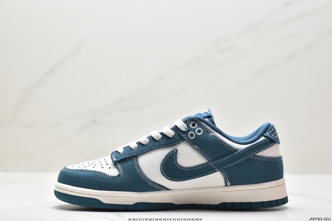 190 Nike SB Dunk Retro Low”Industrial Blue Sashiko”扣篮系列低帮休闲板鞋“丹宁牛仔蓝白刺子绣”DV0834-101