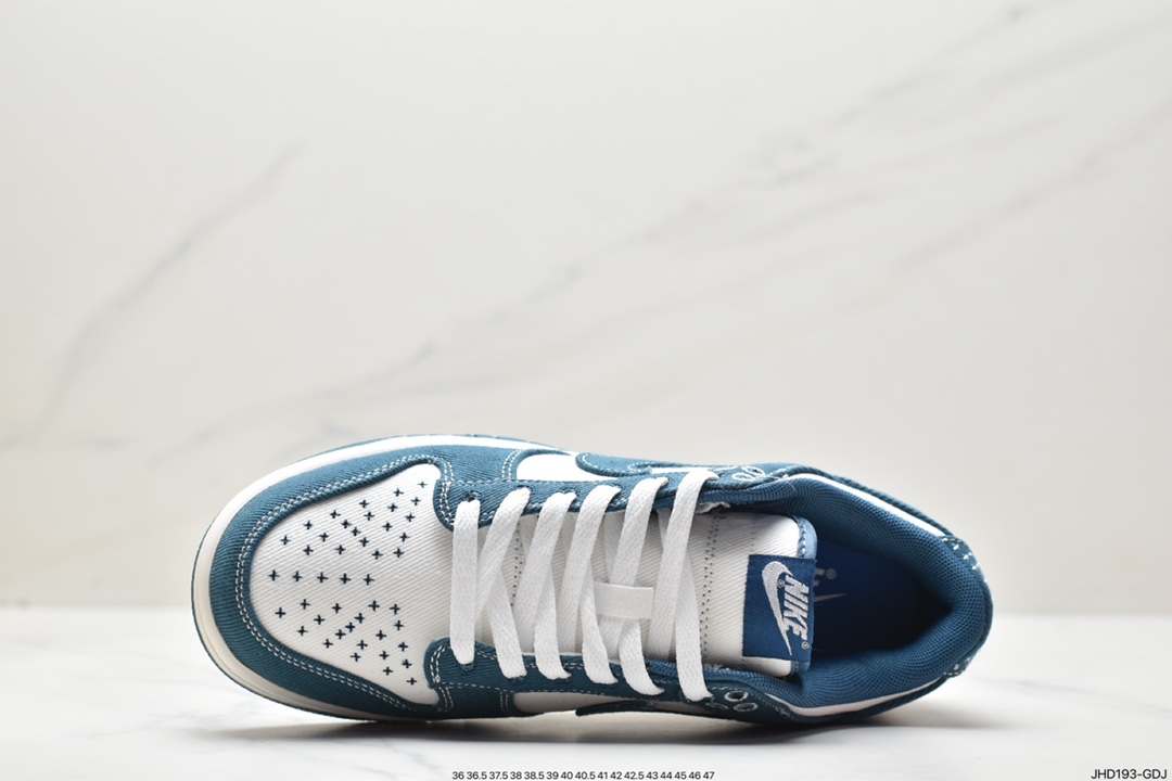 190 Nike SB Dunk Retro Low”Industrial Blue Sashiko”扣篮系列低帮休闲板鞋“丹宁牛仔蓝白刺子绣”DV0834-101