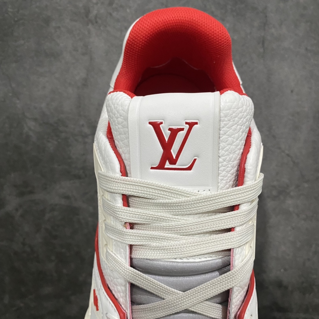 [Top-grade blank rubber version] Available for pickup on the same day, LV Trainer series high-end luxury sports shoes, super handsome white and red new models