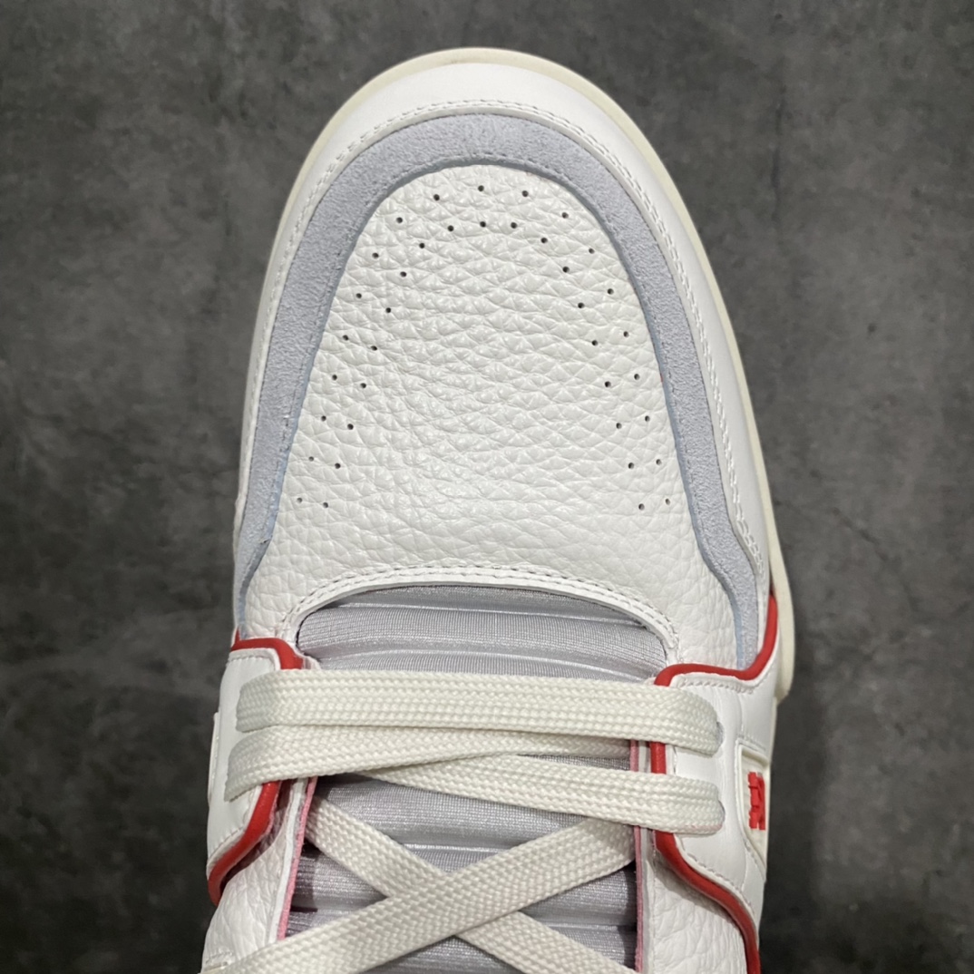 [Top-grade blank rubber version] Available for pickup on the same day, LV Trainer series high-end luxury sports shoes, super handsome white and red new models