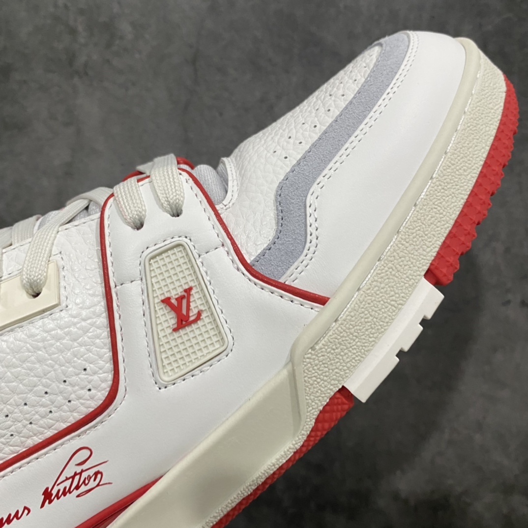 [Top-grade blank rubber version] Available for pickup on the same day, LV Trainer series high-end luxury sports shoes, super handsome white and red new models