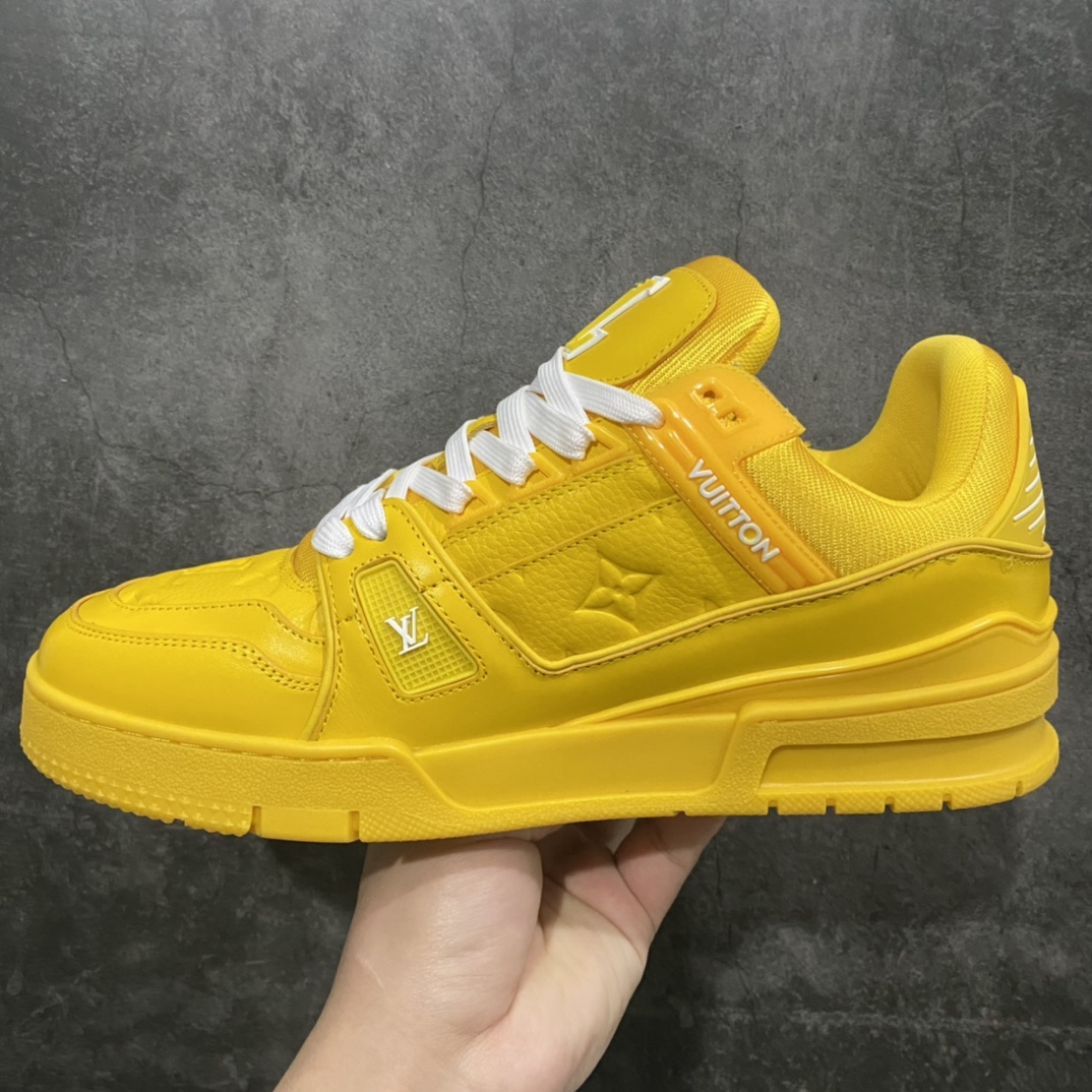 [Top-grade non-adhesive version] LV Trainer series high-end luxury sports shoes, super handsome yellow new model, available on the same day