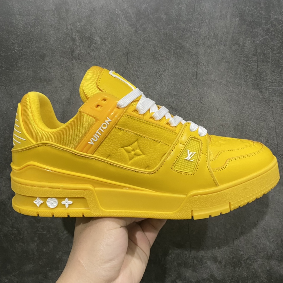 [Top-grade non-adhesive version] LV Trainer series high-end luxury sports shoes, super handsome yellow new model, available on the same day