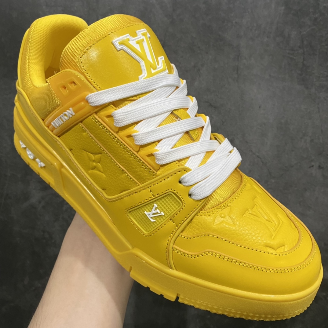 [Top-grade non-adhesive version] LV Trainer series high-end luxury sports shoes, super handsome yellow new model, available on the same day