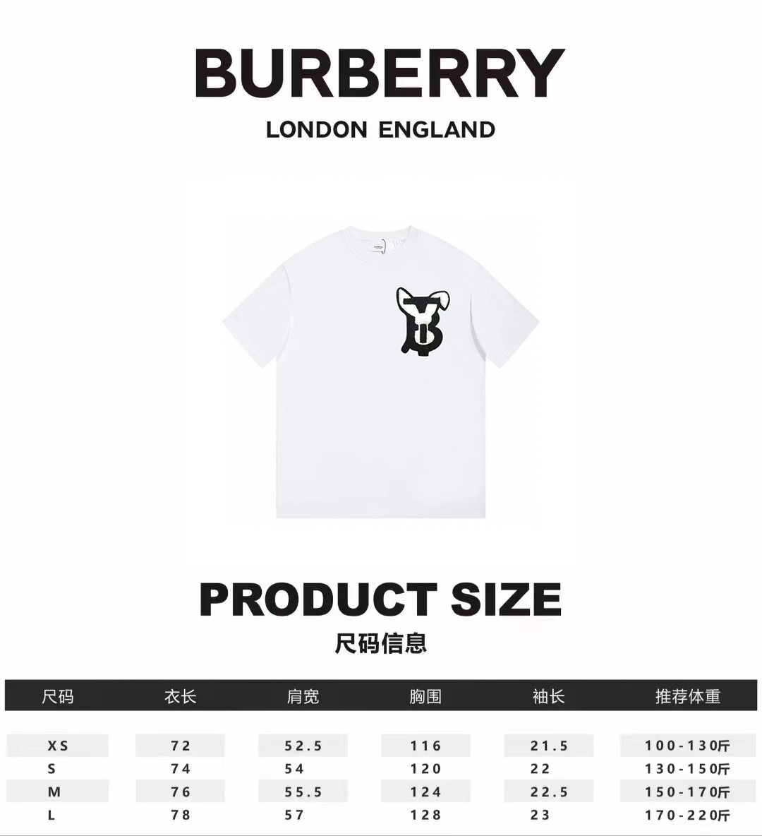 170 BURBERRY/巴宝莉兔年限定秀款LOGO牙刷绣短袖T恤