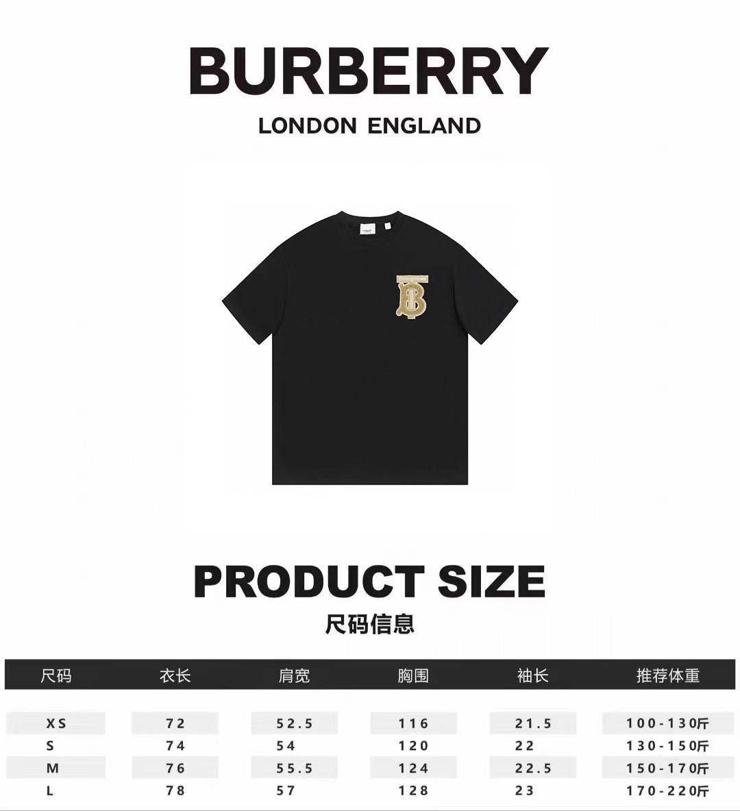 170 BURBERRY/巴宝莉限定LOGO牙刷繡短袖T恤兔