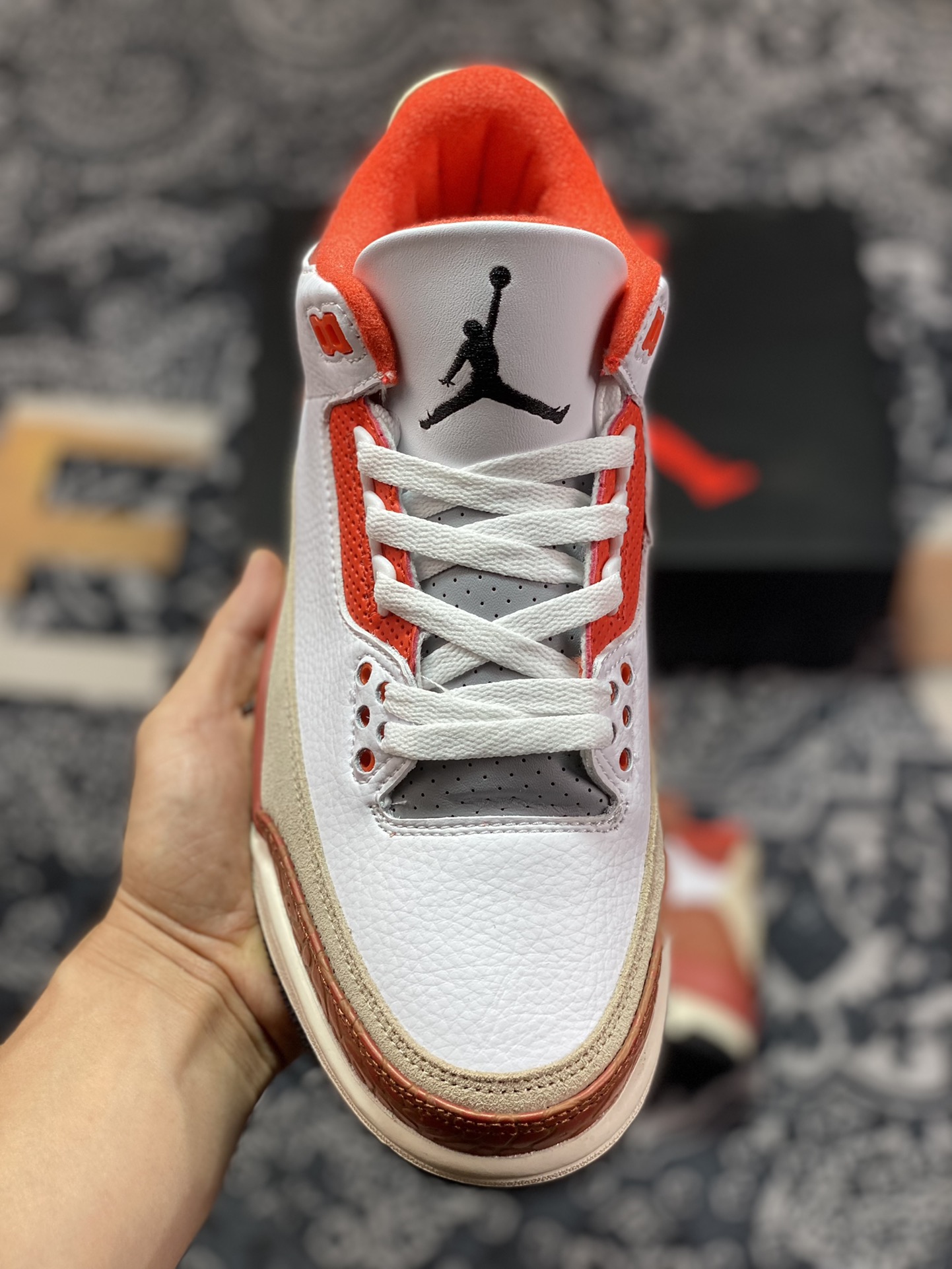 Air Jordan 3 Retro ”MaStone” trendy retro basketball shoes white brown red DV7028-108