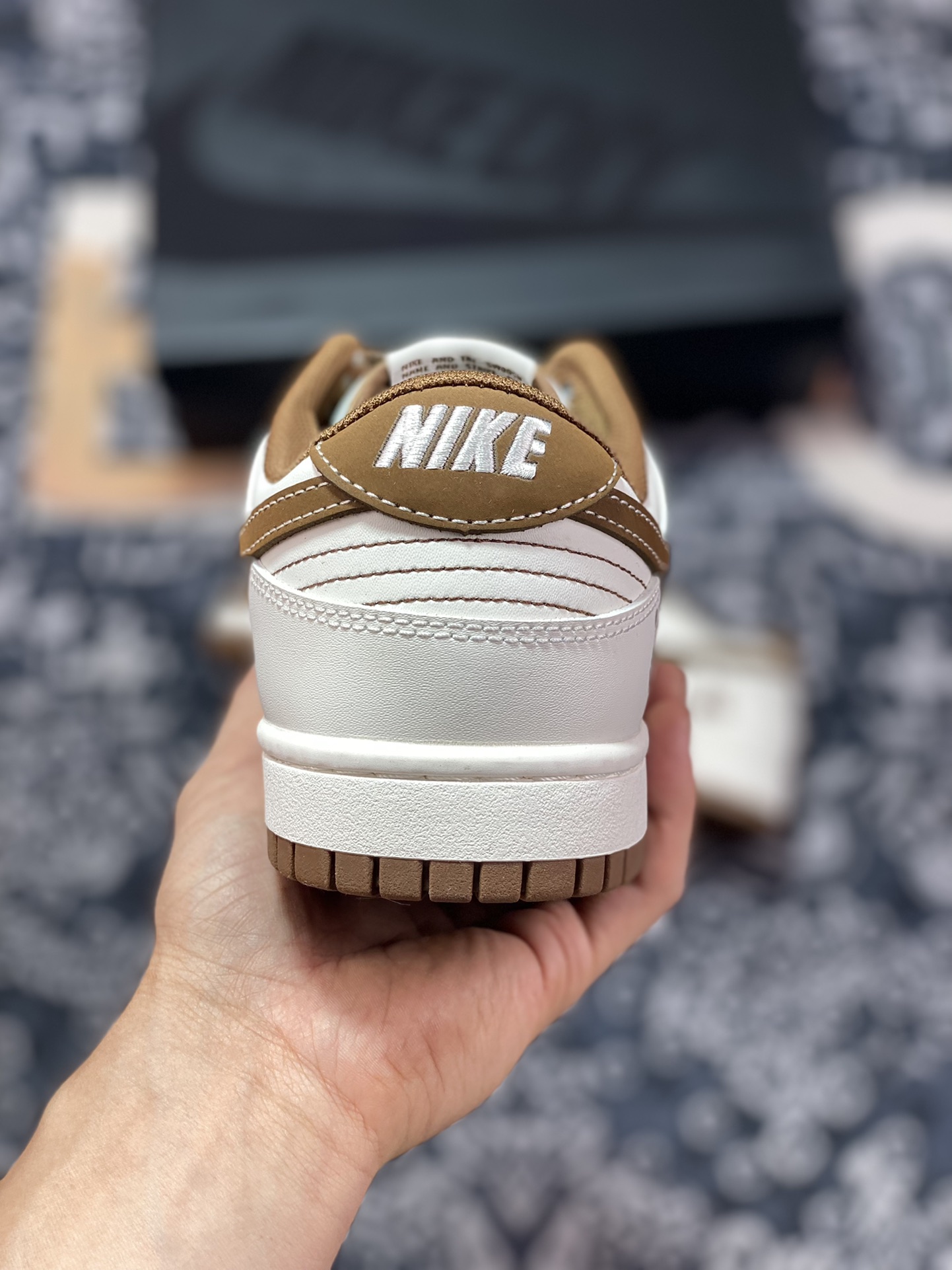 Nike Dunk Low Pro ”DIY High-end Customization” Panda Qizai White Brown FC1688-102