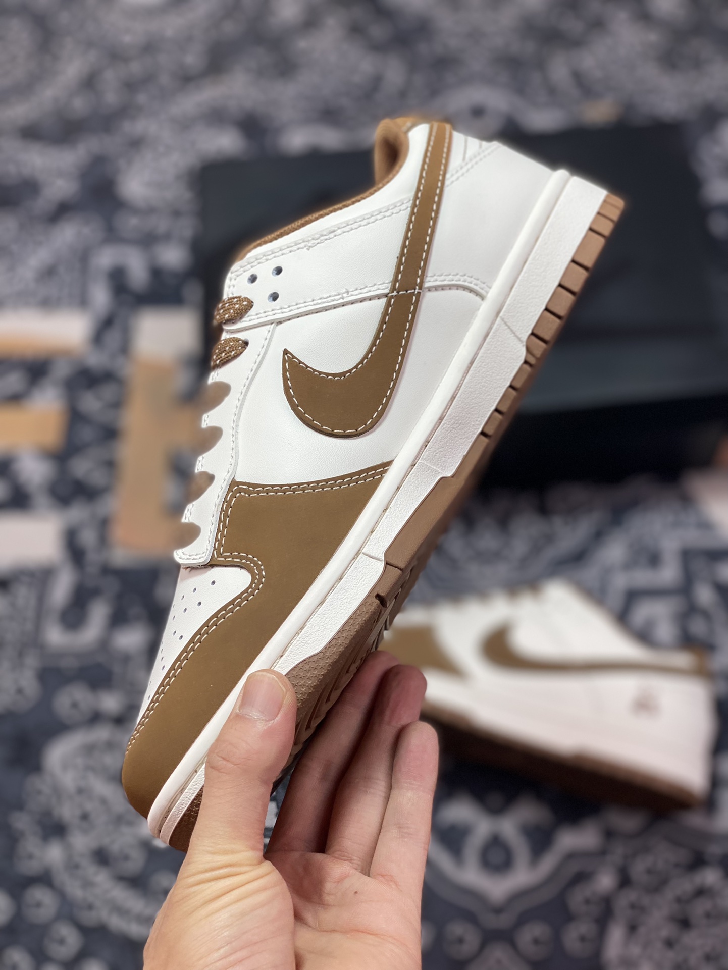 Nike Dunk Low Pro ”DIY High-end Customization” Panda Qizai White Brown FC1688-102