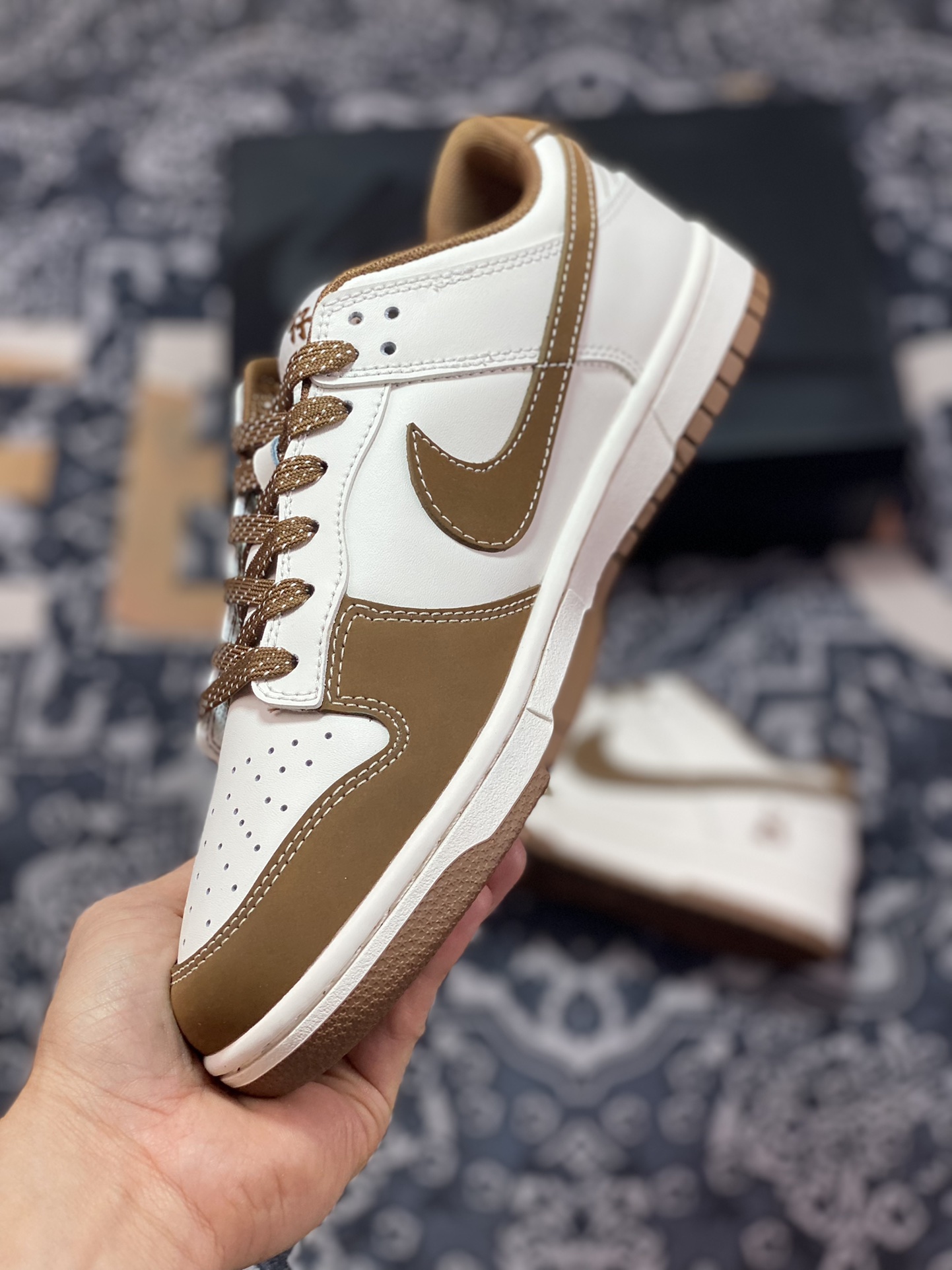 Nike Dunk Low Pro ”DIY High-end Customization” Panda Qizai White Brown FC1688-102