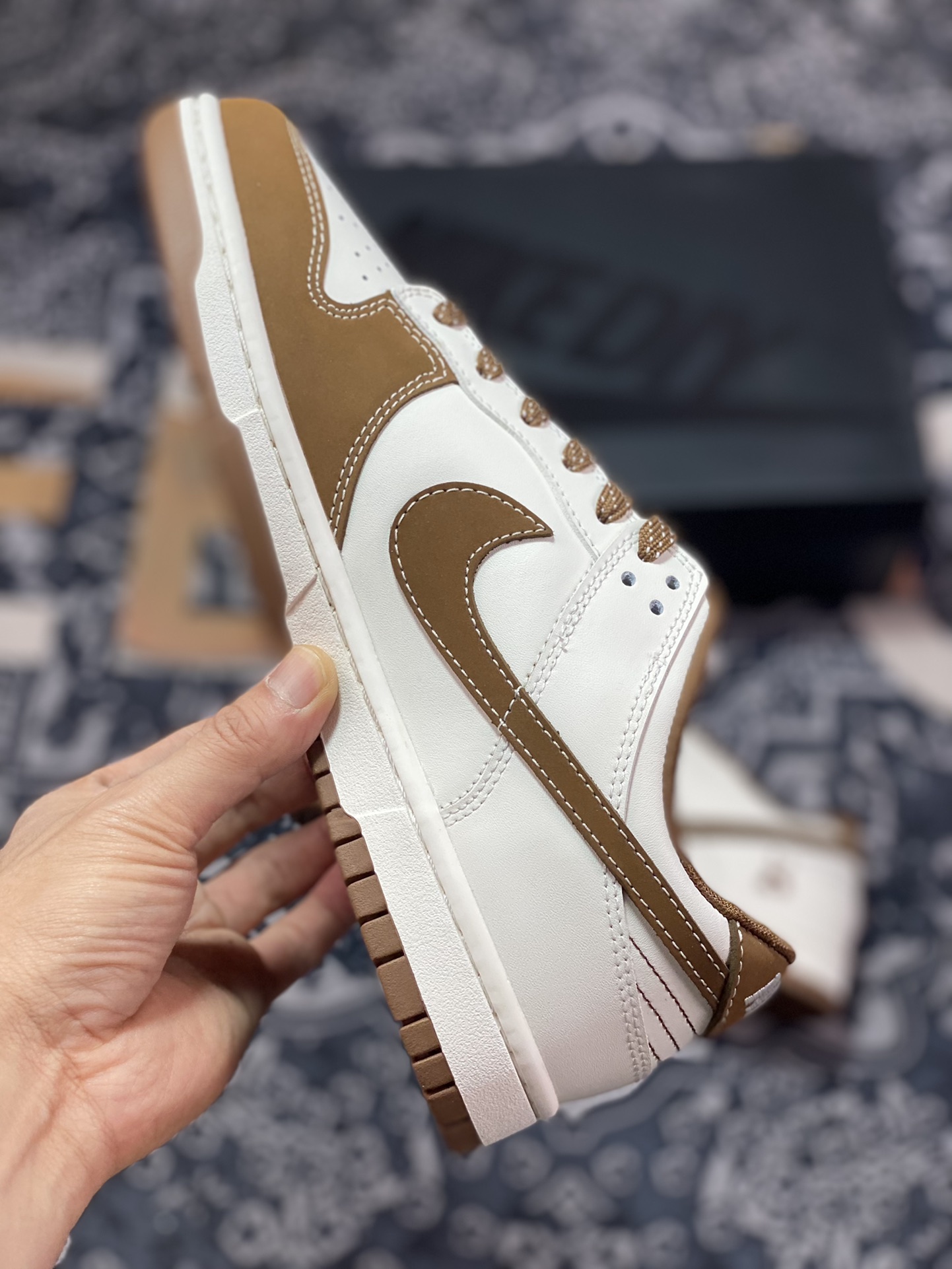 Nike Dunk Low Pro ”DIY High-end Customization” Panda Qizai White Brown FC1688-102