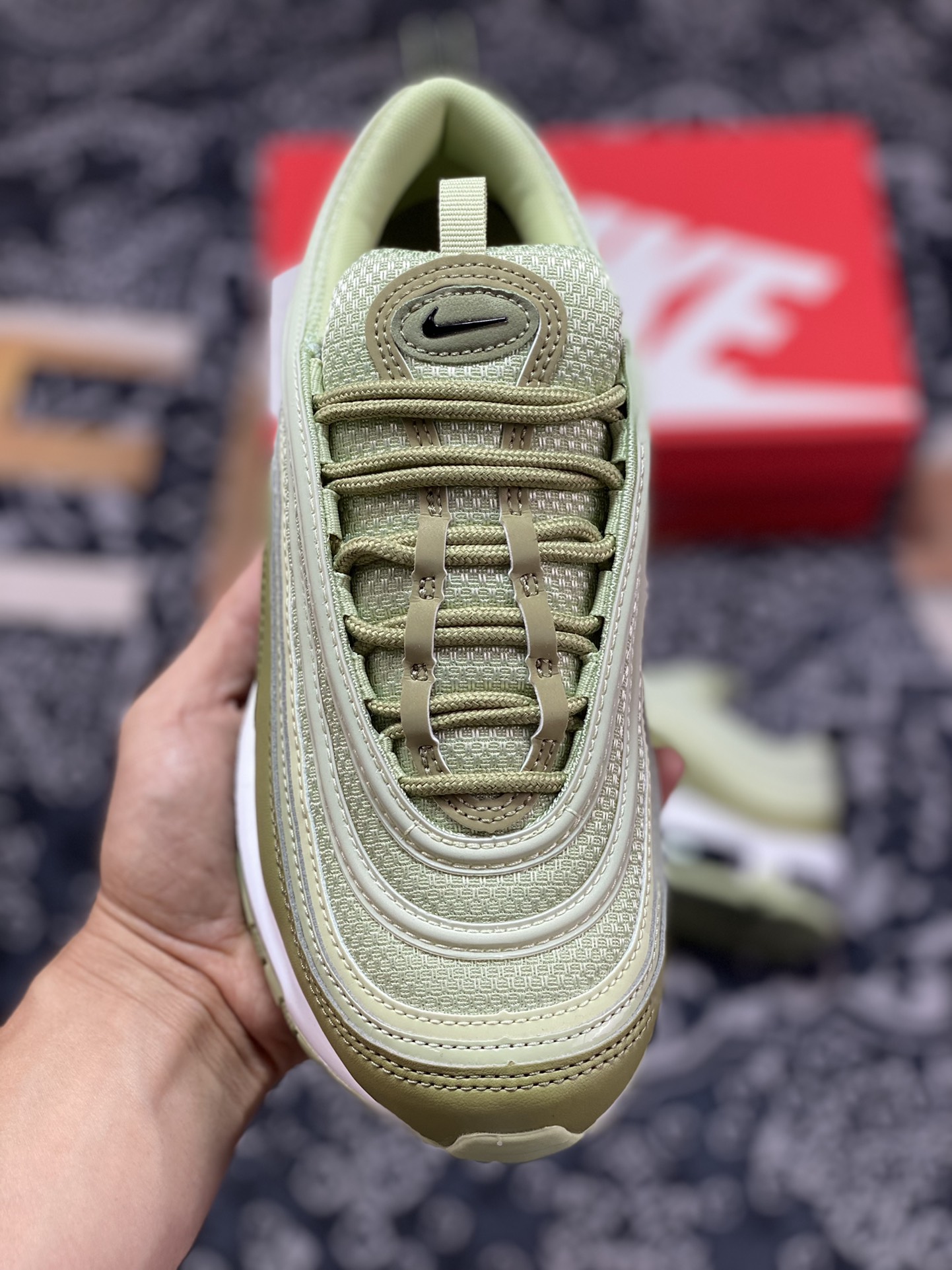 Nike Air Max 97 ”Olive Aura” retro air cushion all-match casual sports jogging shoes ”olive green black and white” CI7388-301