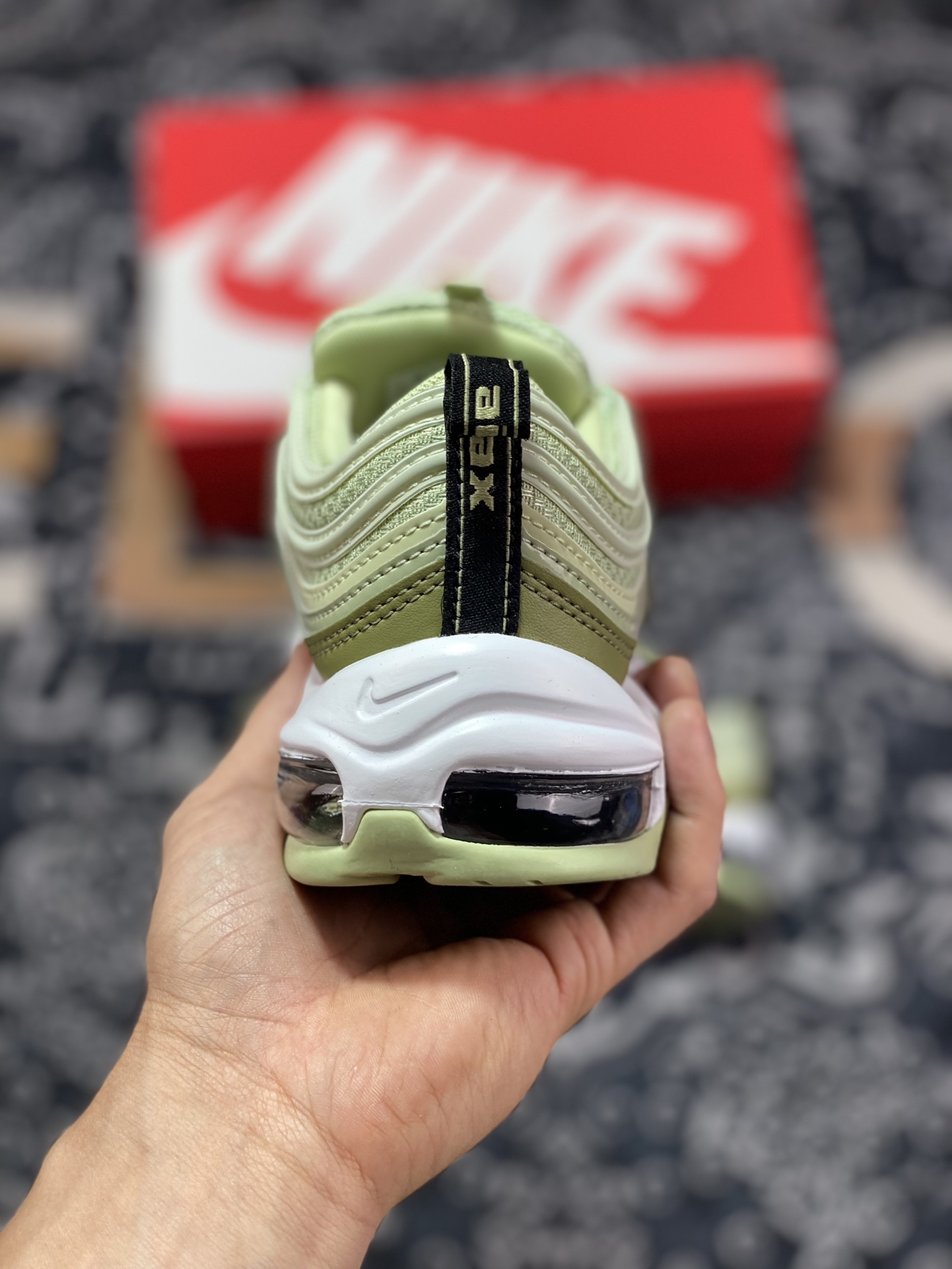 Nike Air Max 97 ”Olive Aura” retro air cushion all-match casual sports jogging shoes ”olive green black and white” CI7388-301