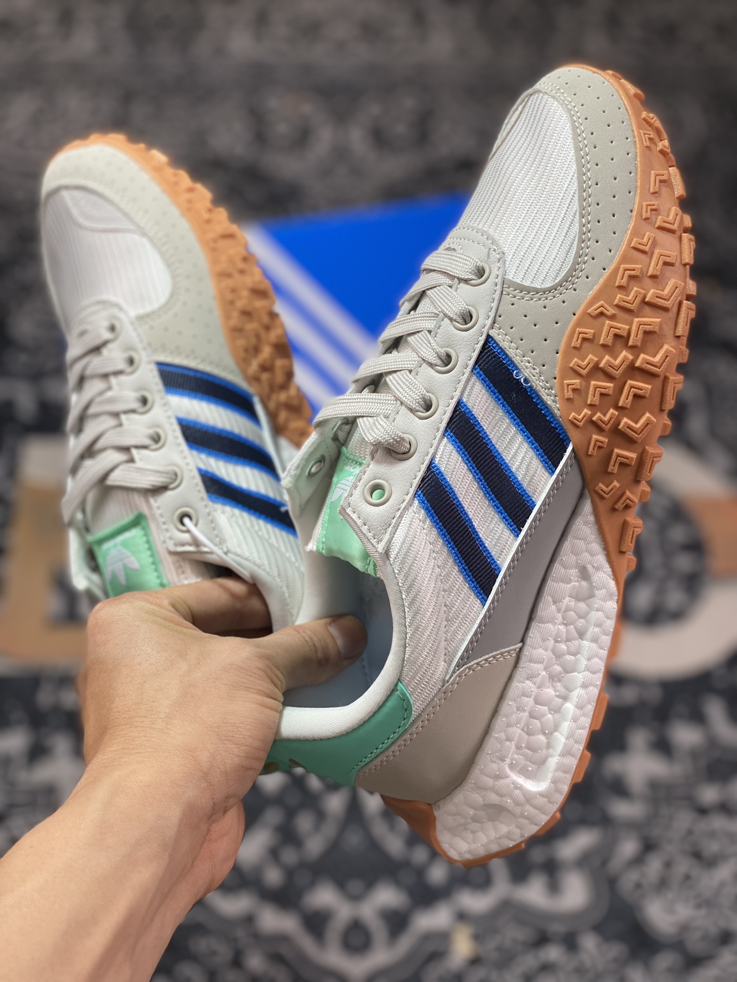 Adidas Originals Retropy E5 gray blue green second generation retro sports and casual running shoes HP9623