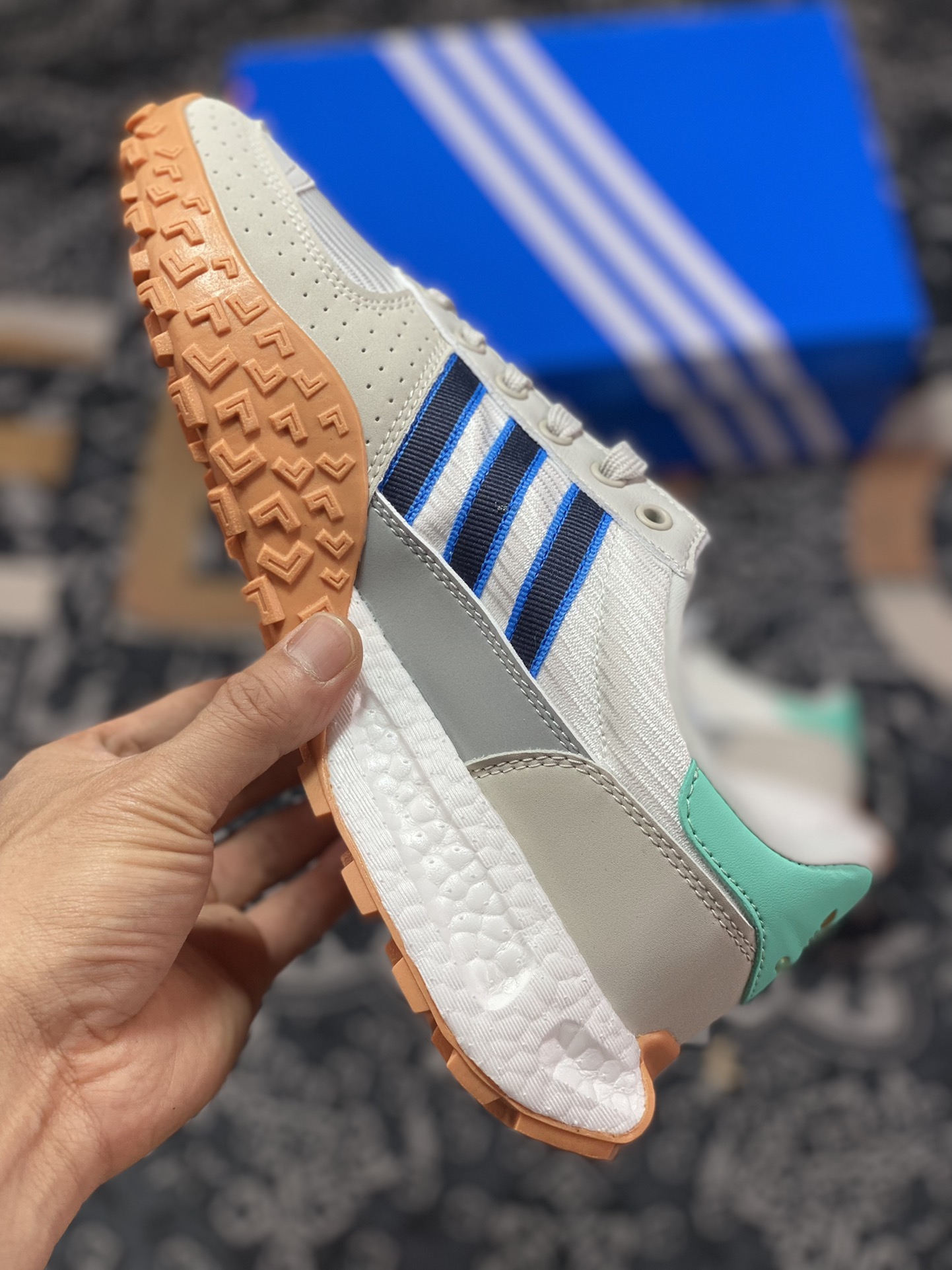 Adidas Originals Retropy E5 gray blue green second generation retro sports and casual running shoes HP9623