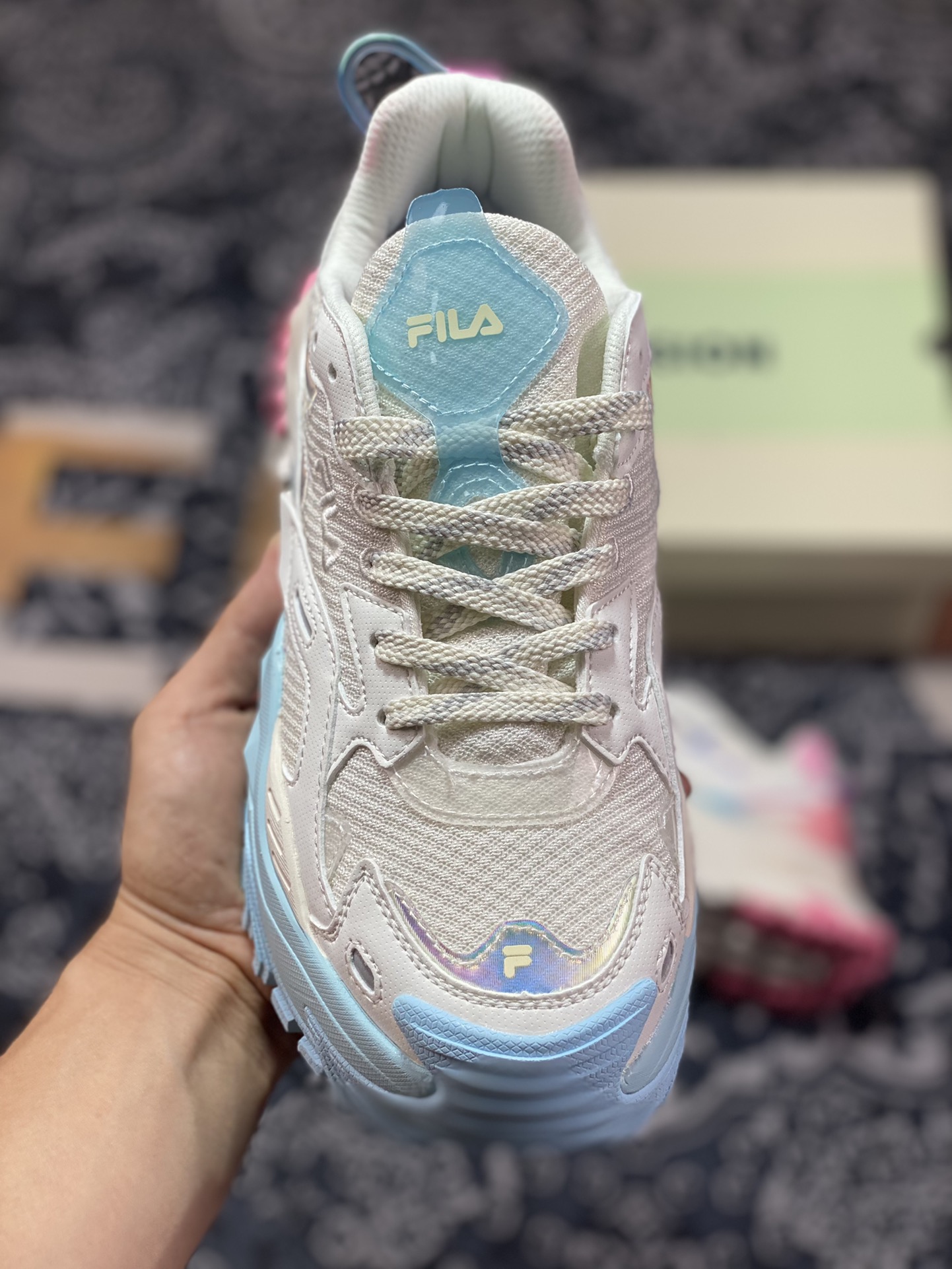 FILA FUSION trendy dad shoes women's summer hard candy shoes thick sole dad shoes running shoes T12W321301FGG