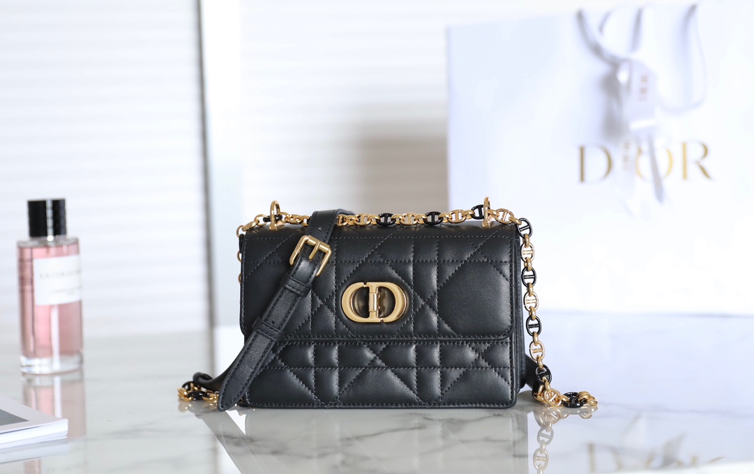 Dior Caro Bags Handbags Black Gold Sheepskin Fall Collection Fashion Chains