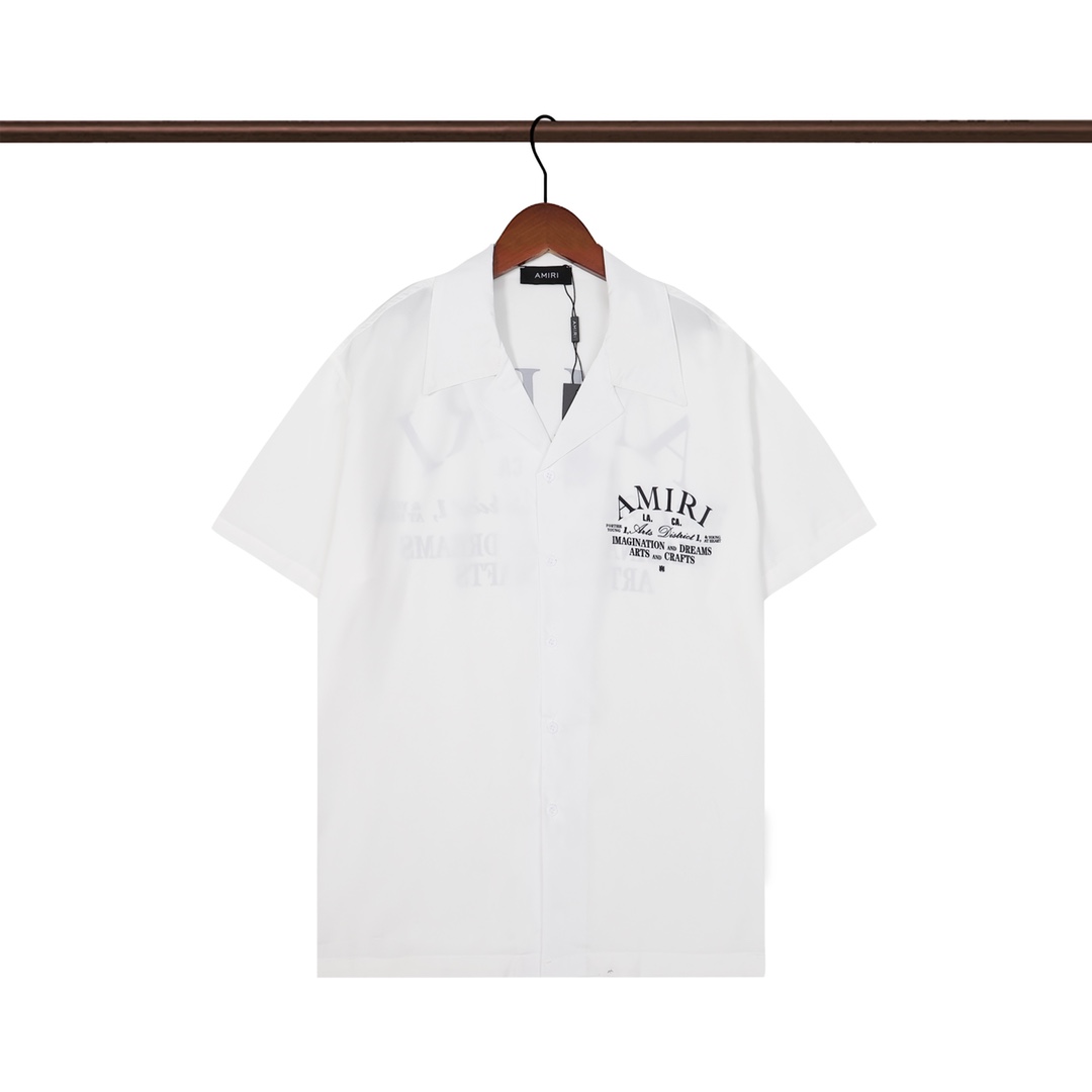 P55  AMIRI 阿米里
经典Logo印花衬衫，黑色 白色 M L XL 2XL 3XL