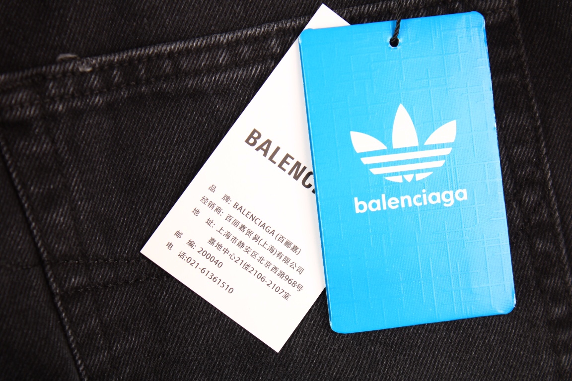 280 Balenciaga x adidas 23ss Large Baggy联名款三道杠水洗秀款牛仔裤