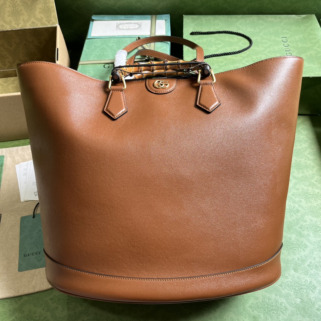 GUCCI Diana сумка-тоут из бамбука, большая, натуральная кожа, две ручки