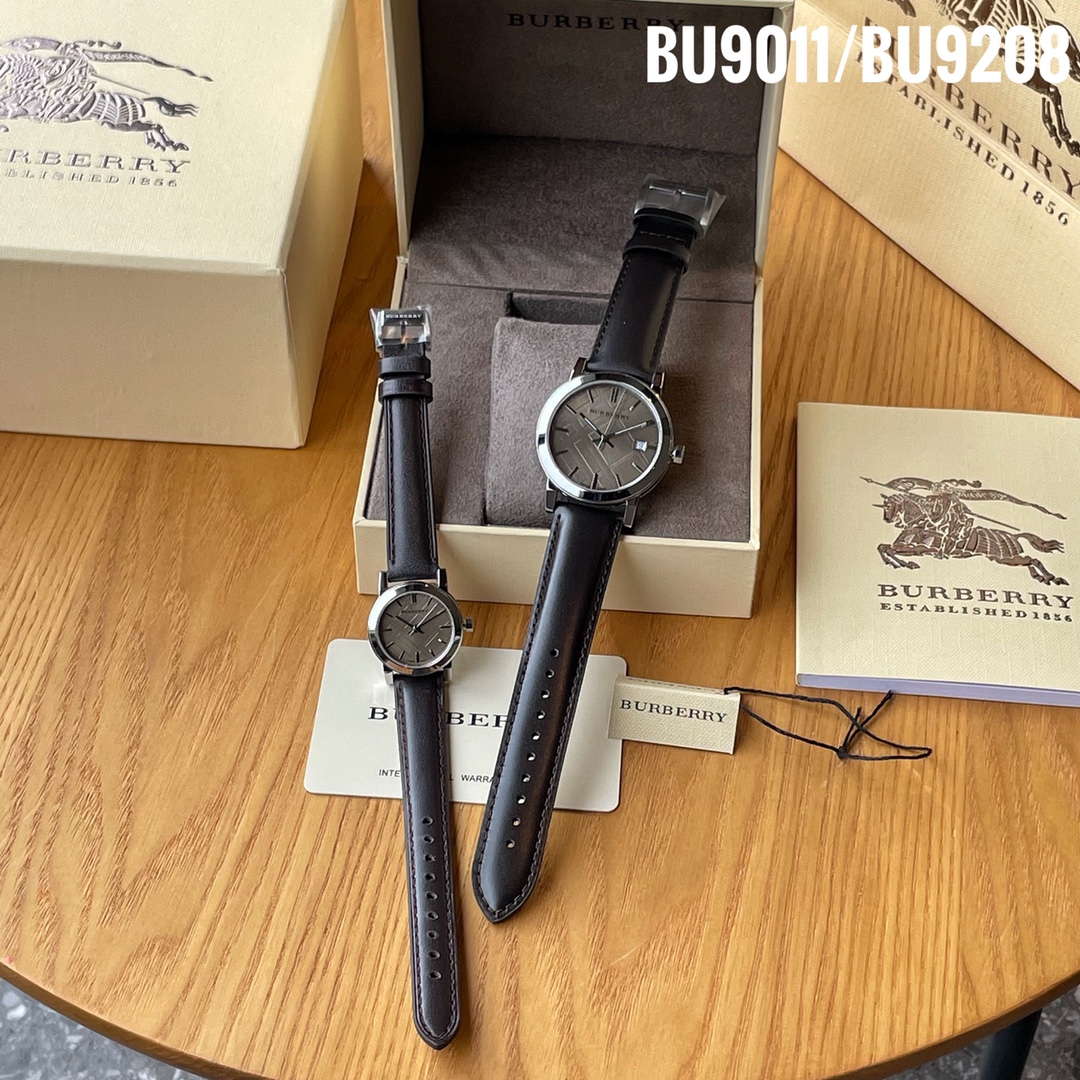Burberry Paper Watches: Model BU9011, BU9208, Steel Shell, Real Skin, 38/34mm - 图片 1