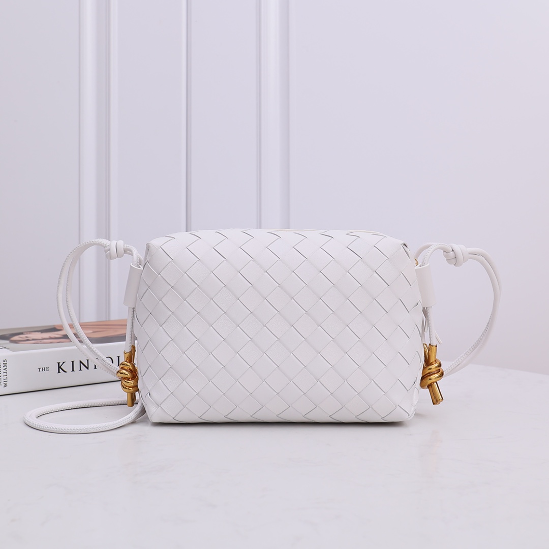 Woven Square Bag Lambskin Metal Knot Adjustable Shoulder Strap