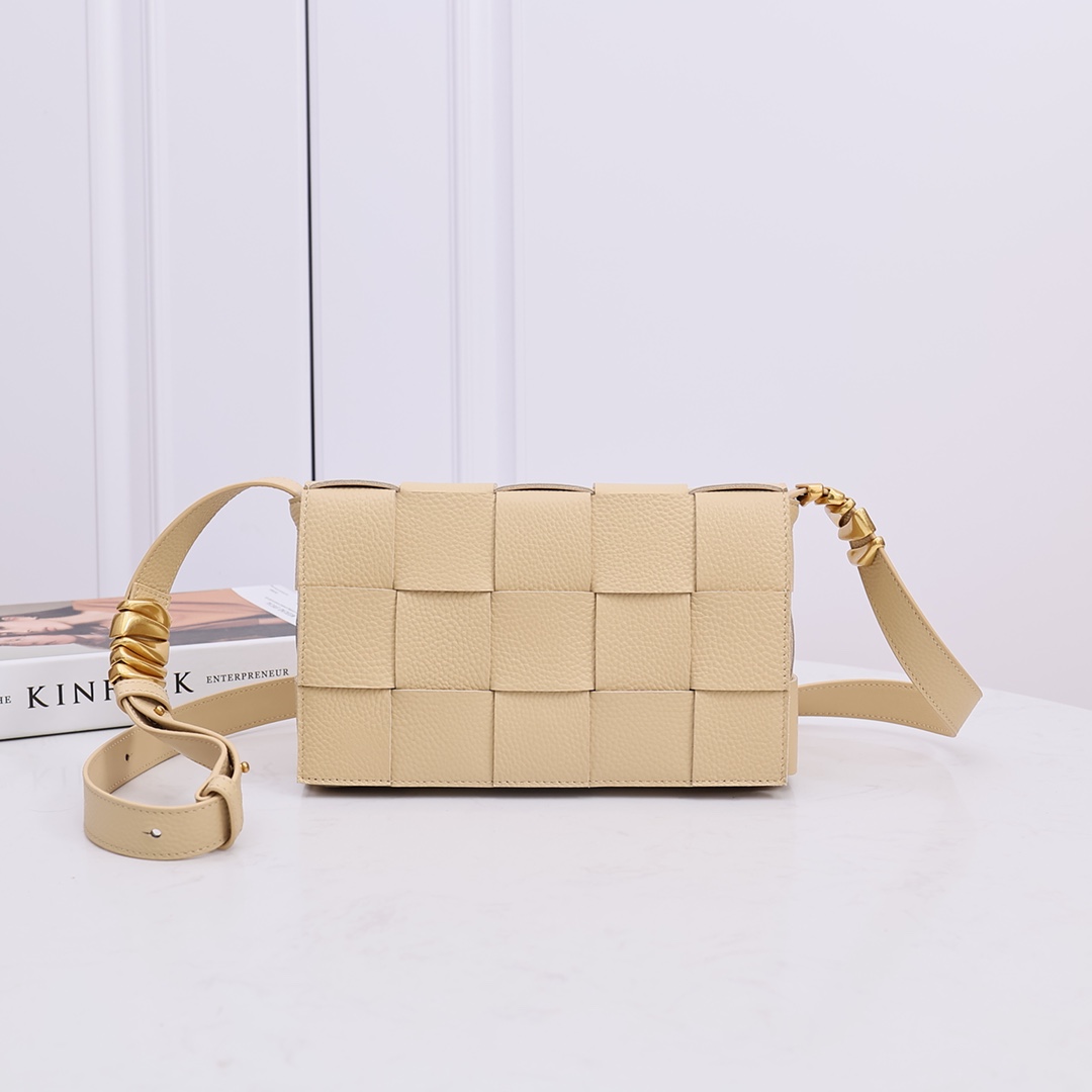 Bottega Veneta Cassette Intrecciato Leather Bag with Metal Hardware