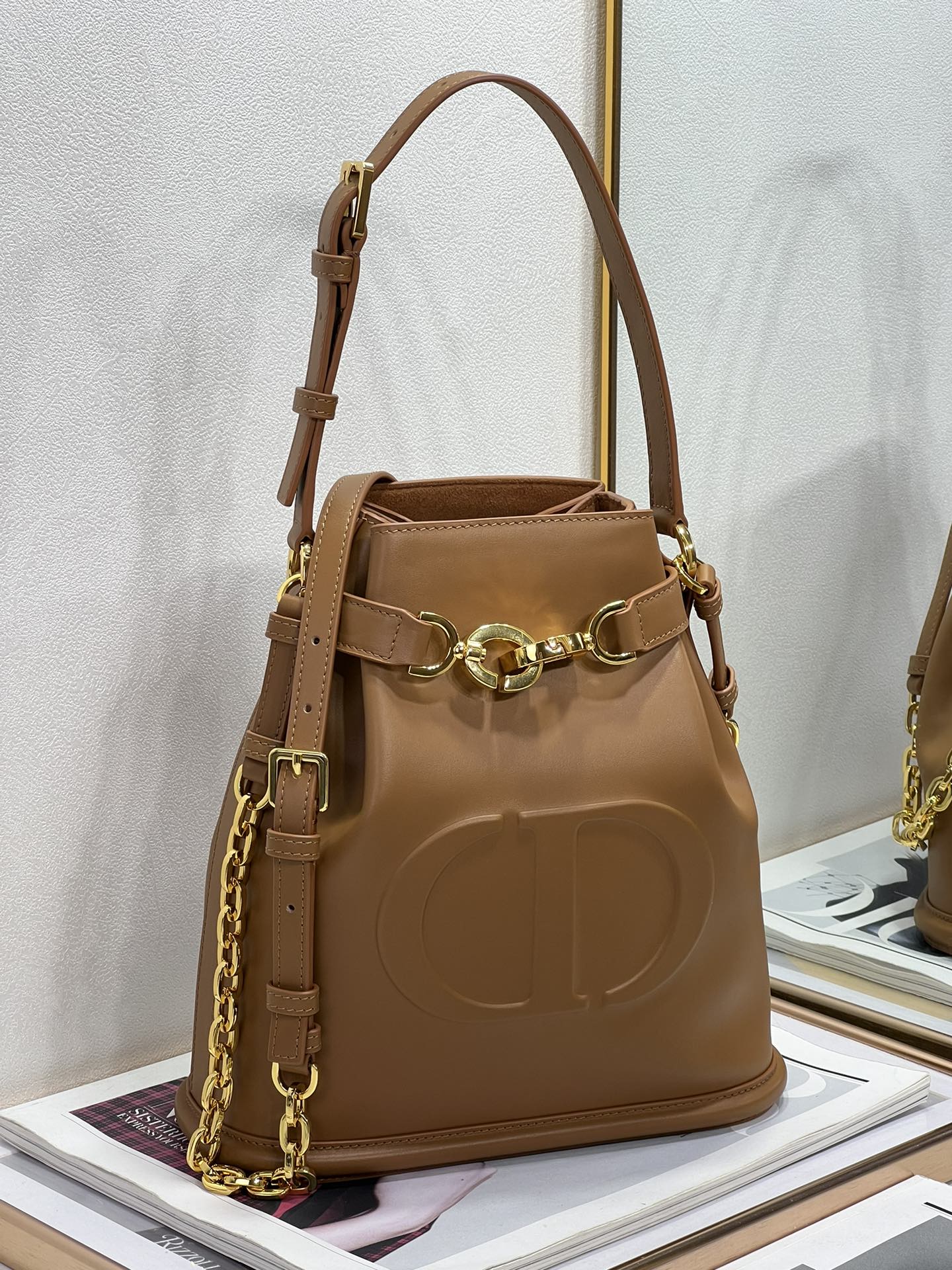 Dior Oblique 水桶包 头层牛皮 大号