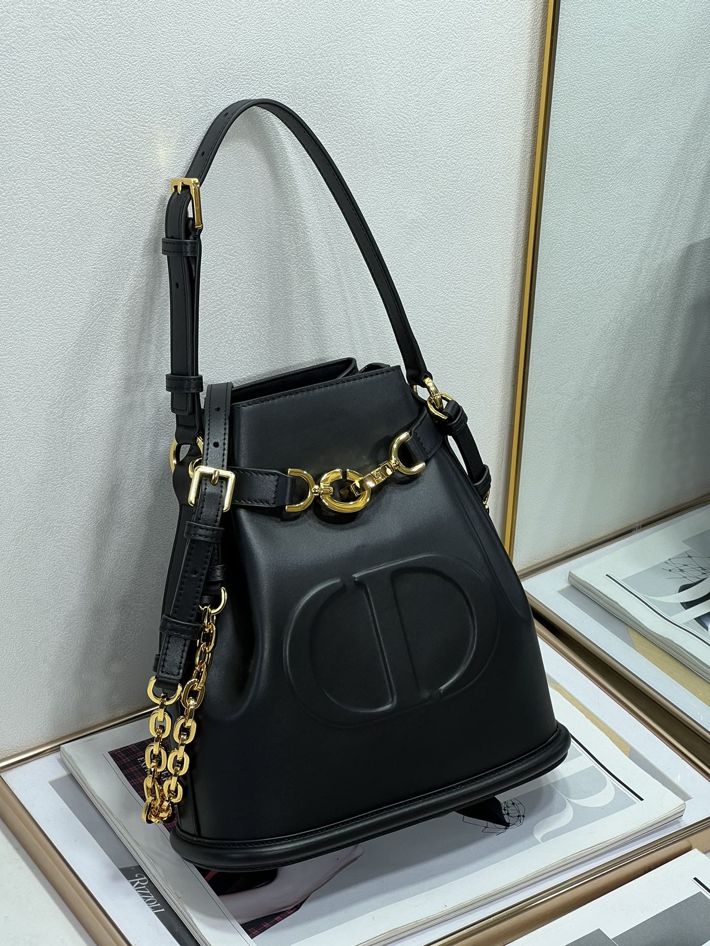 Dior Oblique 水桶包 头层牛皮 大号