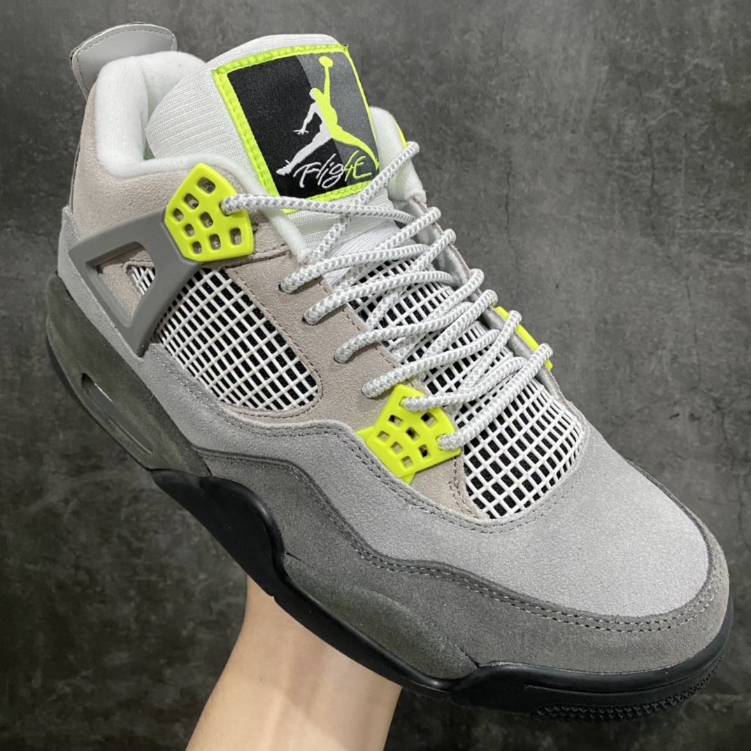 图片[3]-【纯原版本】Air Jordan 4 Retro LE\”Air Max 95 Neon\”AJ4 乔丹4代灰绿麂皮 货号：CT5342-007n码数：40-47.5含半码-莆田鞋批发中心