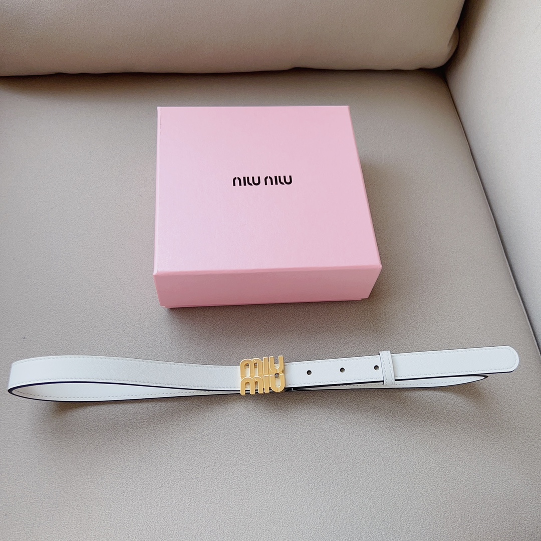 Miumiu Women’s Leather Belt with Copper Emblem for Stylish Upgrade - 图片 8