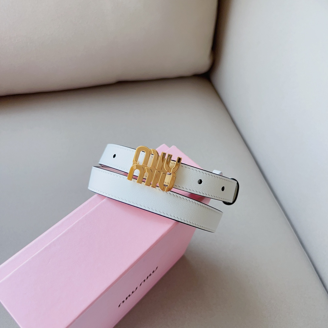 Miumiu Women’s Leather Belt with Copper Emblem for Stylish Upgrade - 图片 2