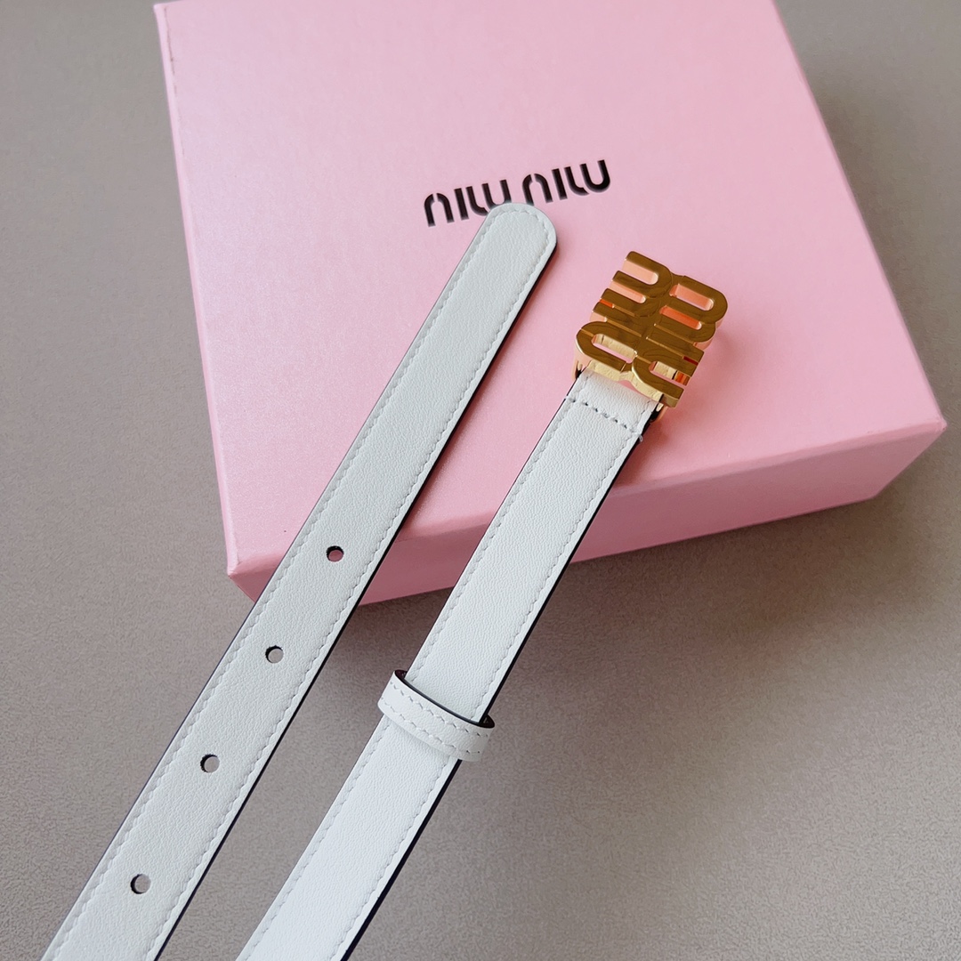 Miumiu Women’s Leather Belt with Copper Emblem for Stylish Upgrade - 图片 3