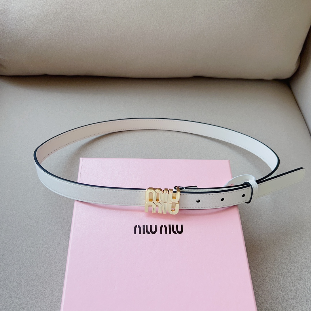 Miumiu Women’s Leather Belt with Copper Emblem for Stylish Upgrade - 图片 5